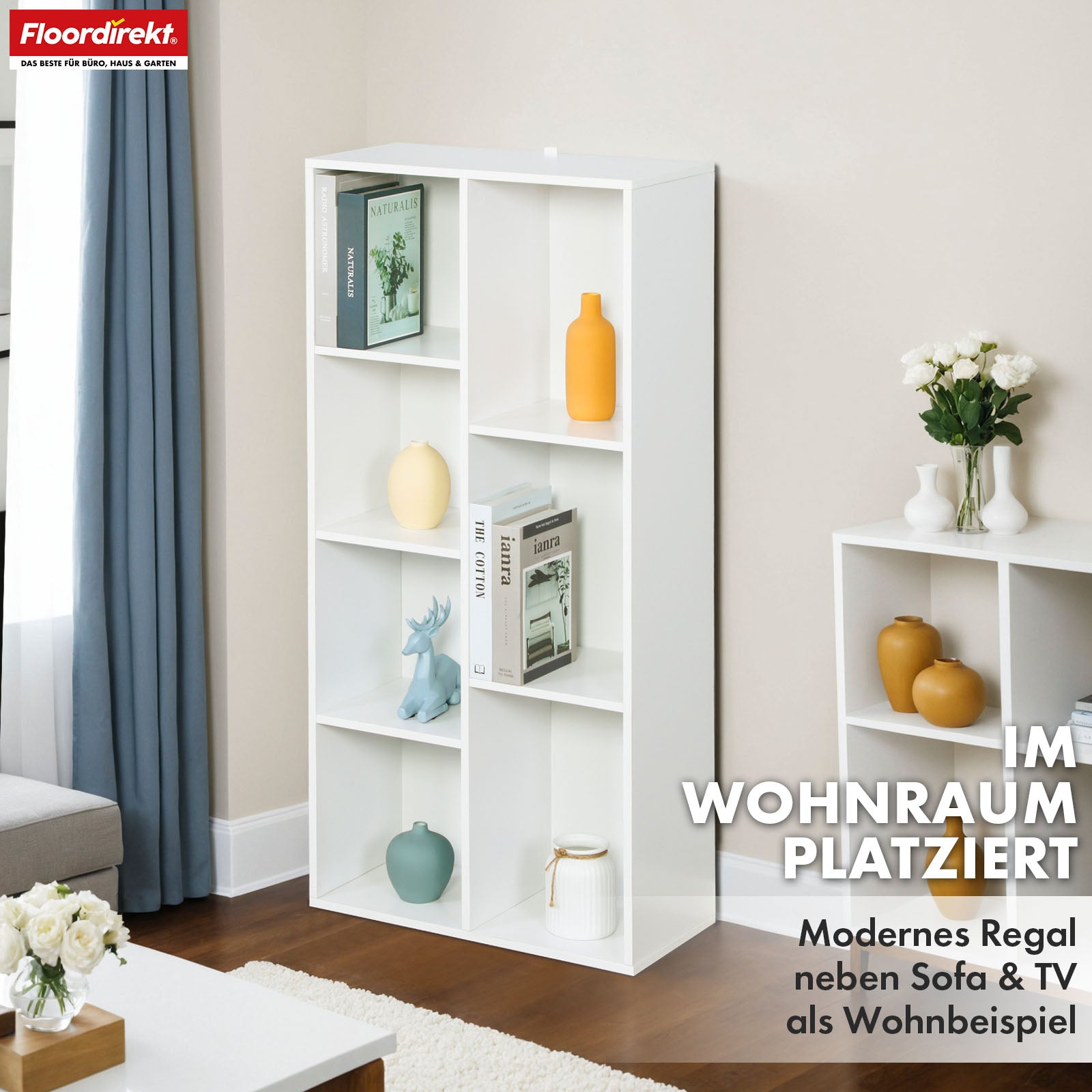 A1_Weiß, 50 x 24 x 106 cm, 7 Fächer