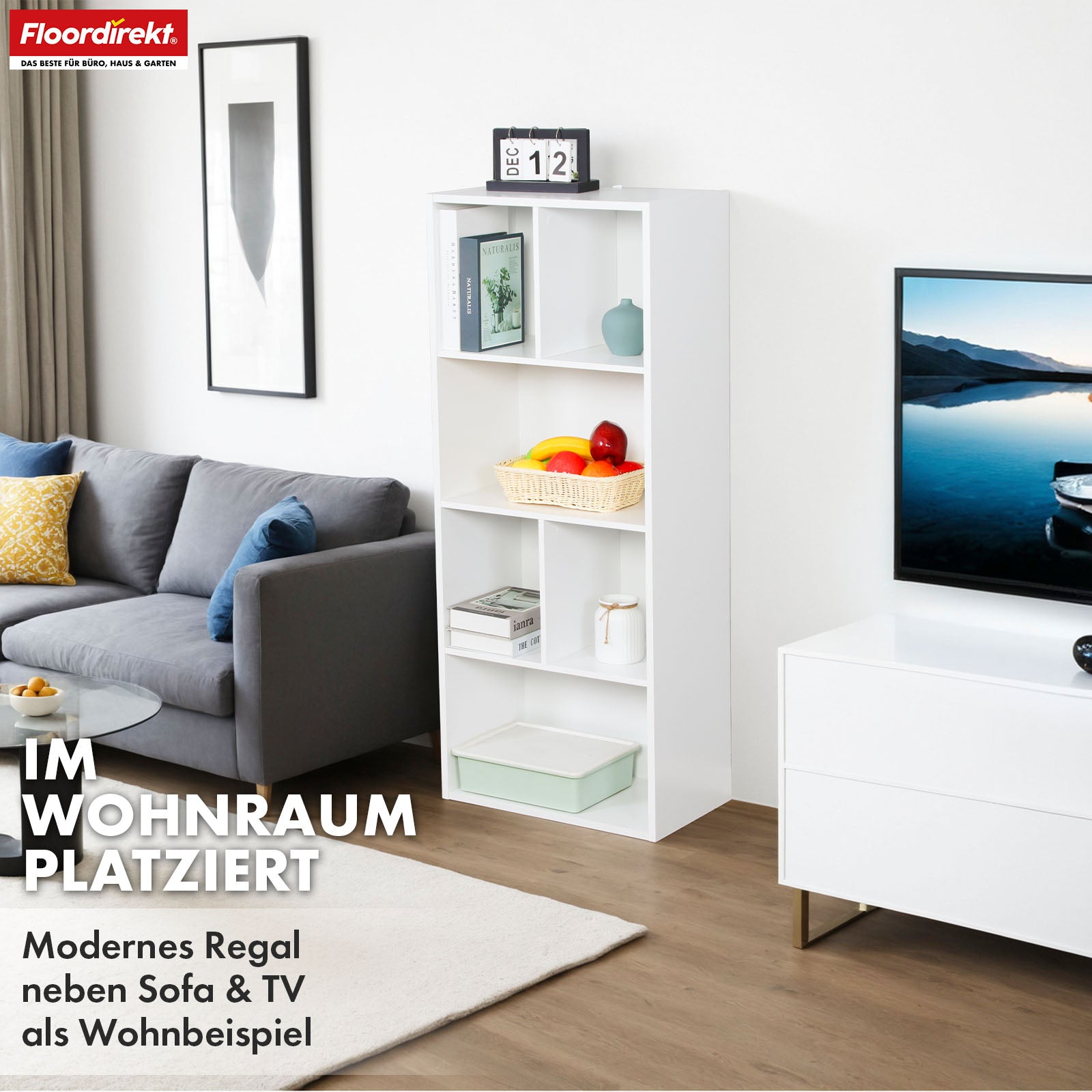 A1_Weiß, 50 x 29 x 121 cm, 6 Fächer