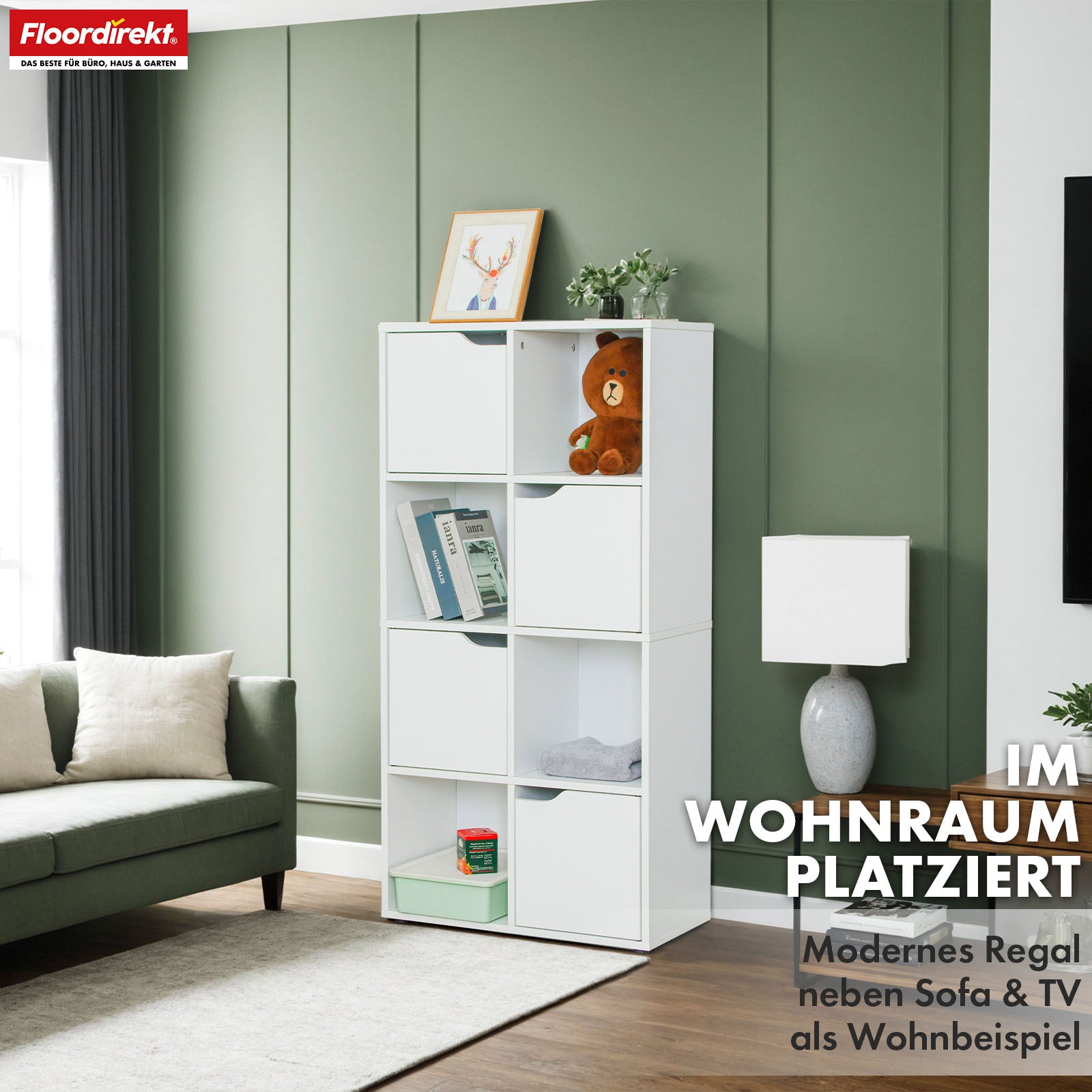 A1_Weiß, 60 x 30 x 120,5 cm, 8 Fächer