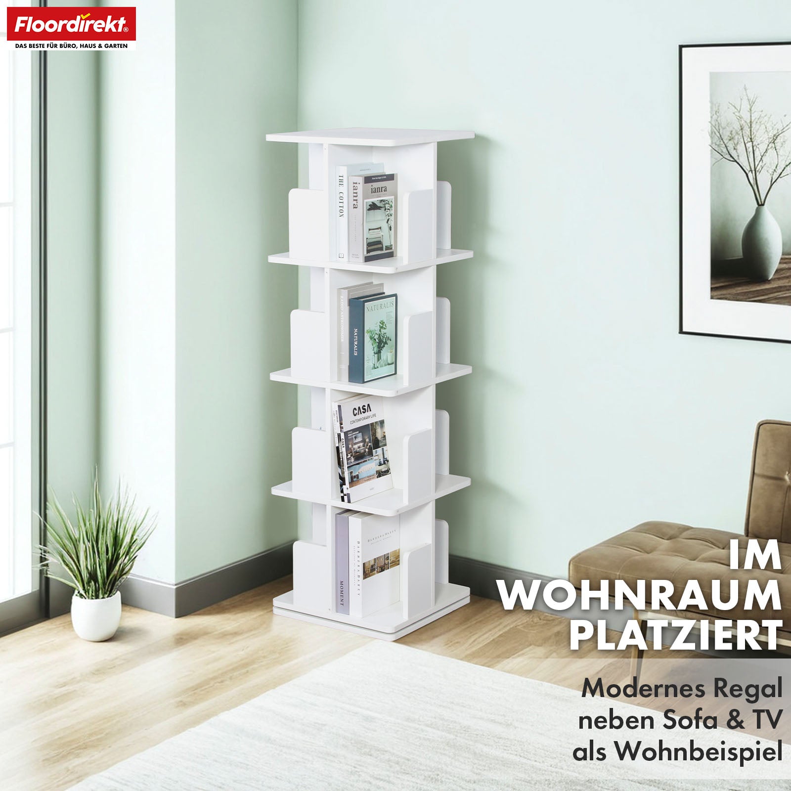 A1_Weiß, 40 x 40 x 129 cm, 4 Etagen