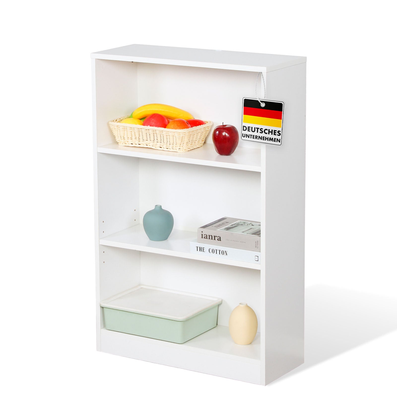 Bücherregal | Maine | Weißes Standregal aus Holz mit 3/4/6 Etagen