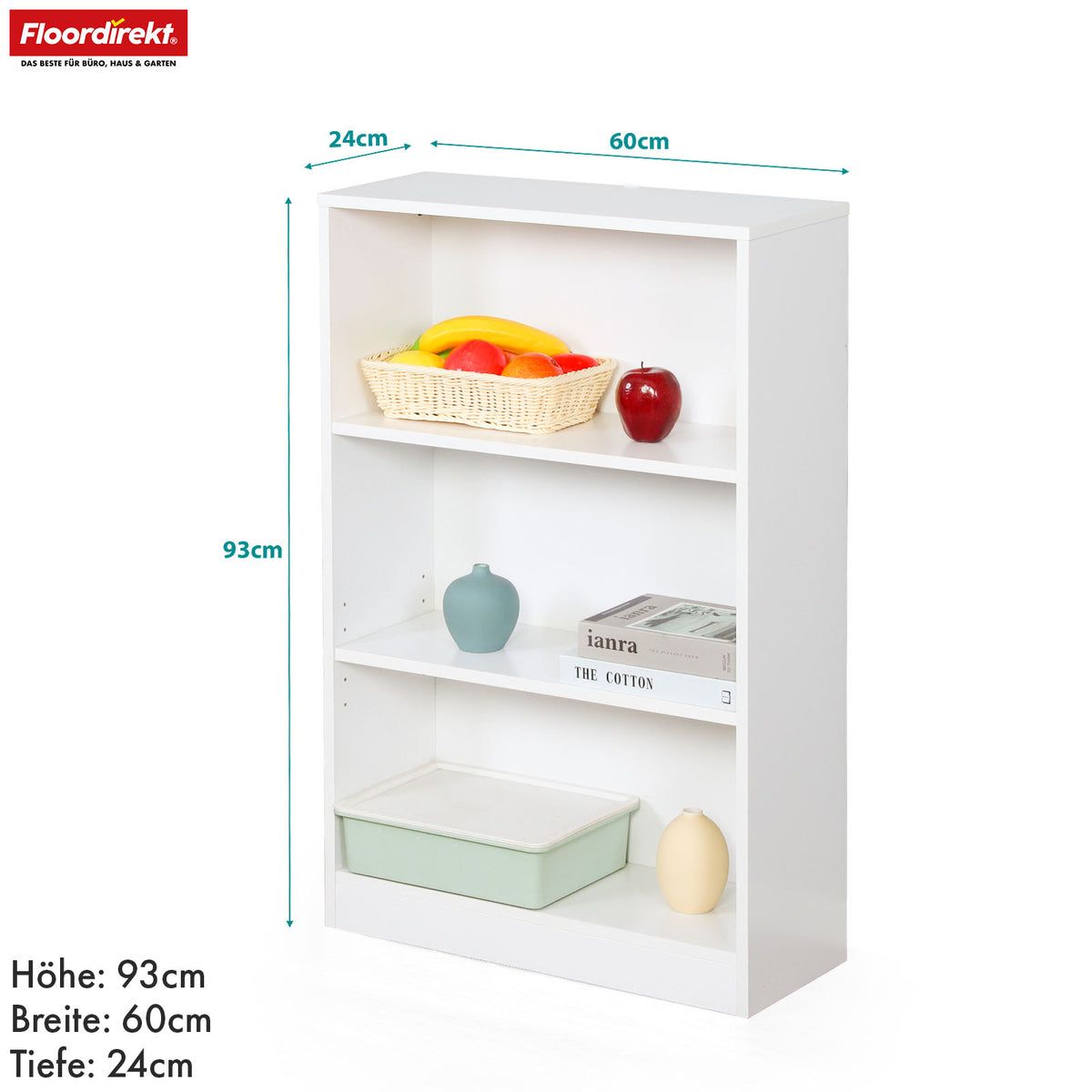 T1_Weiß - 60 x 24 x 93 cm (3 Etagen)