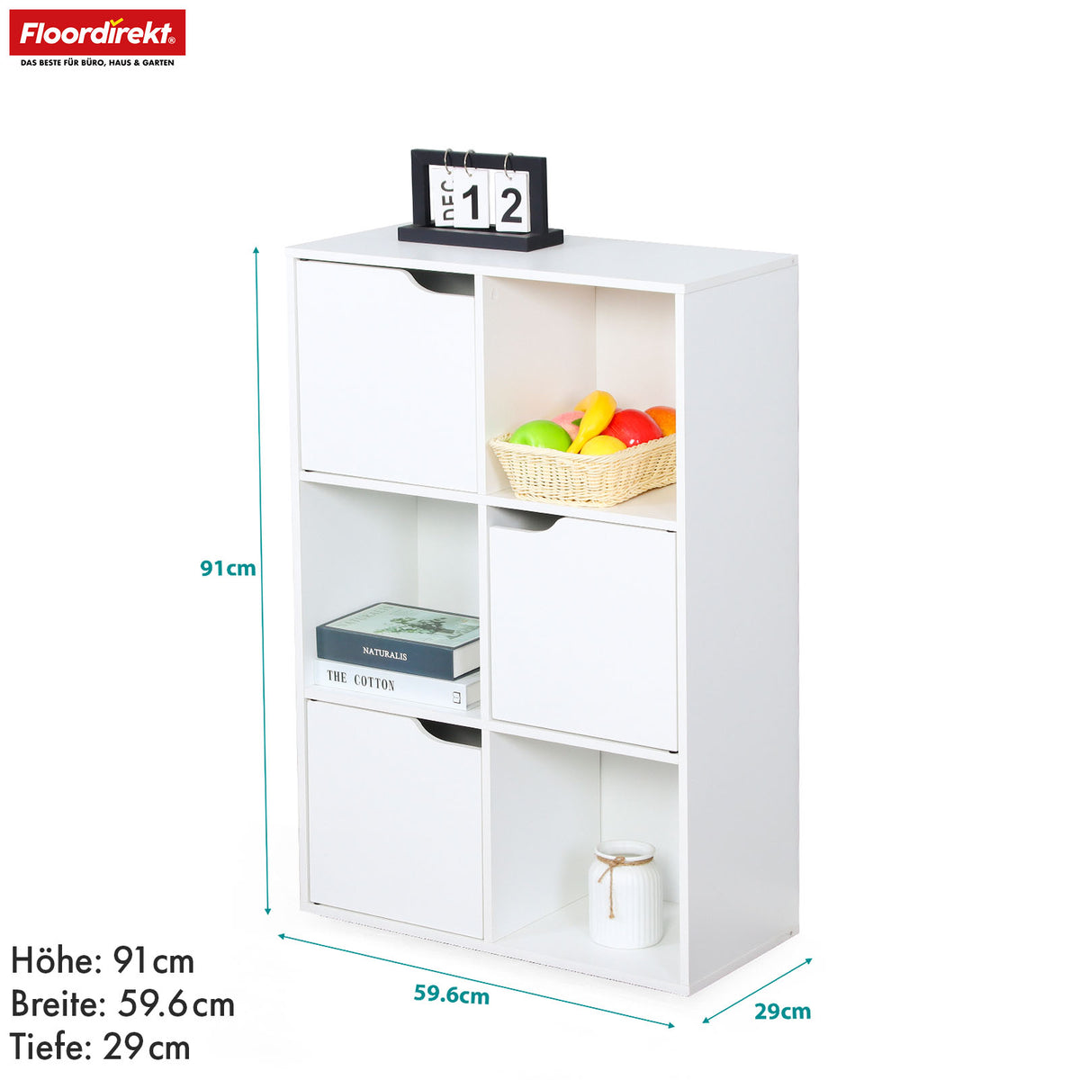 T1_Weiß - 59.6 x 29 x 91 cm - 6 Fächer