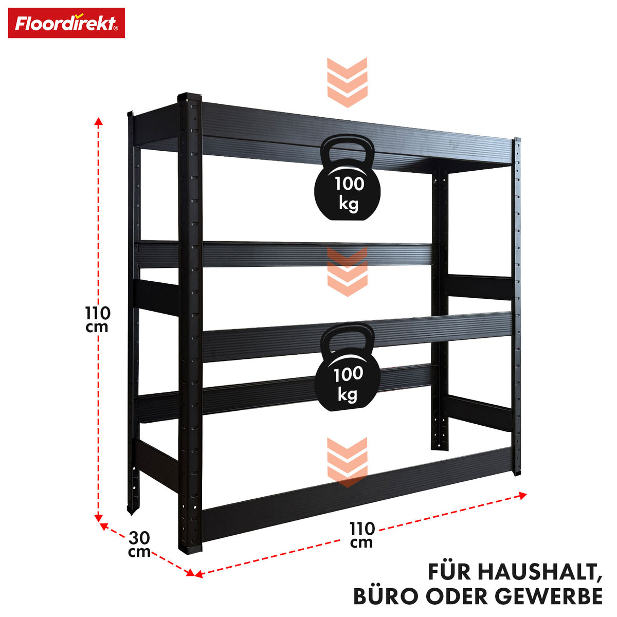 T1_Schwarz, 110 x 110 x 30 cm + Ablage (6 Kästen)