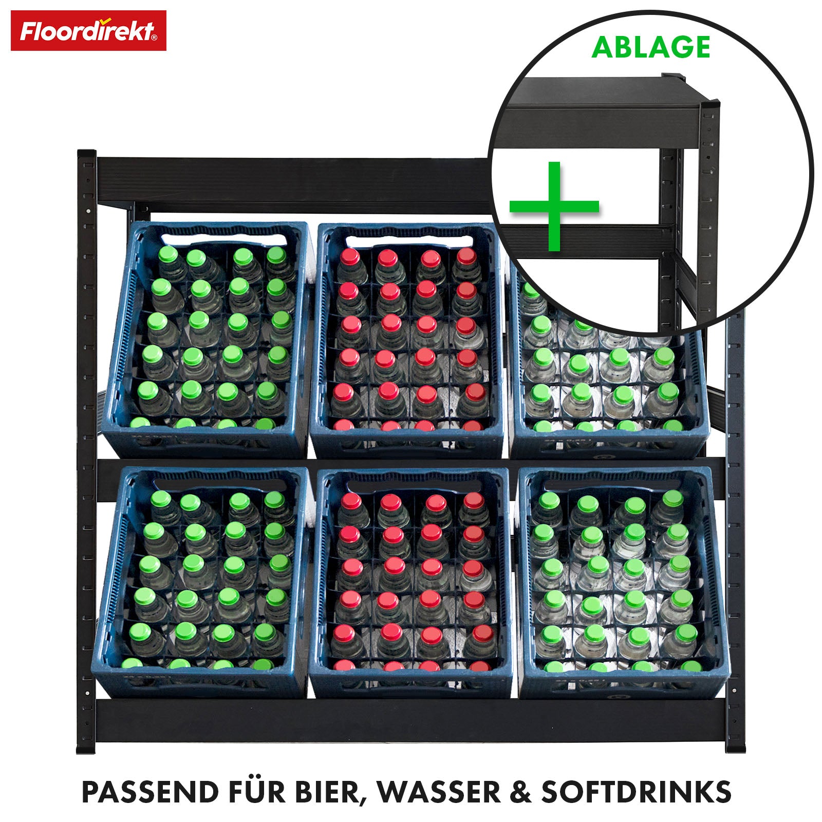 T2_Schwarz, 110 x 110 x 30 cm + Ablage (6 Kästen)
