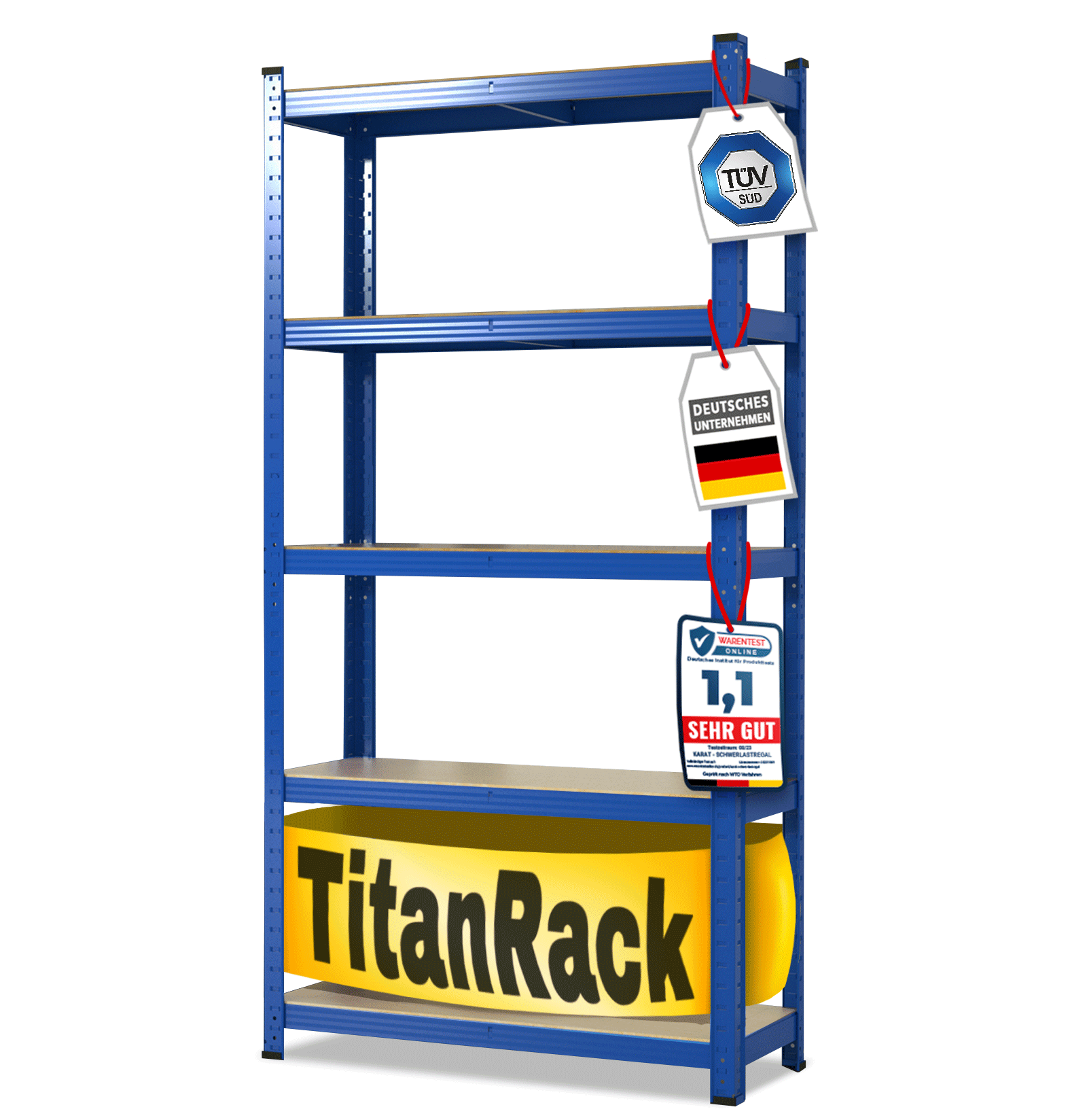 Schwerlastregal 180x90x40 Cm – 5 Böden, Je 175 Kg, Gesamtlast 875 Kg, Verzinkt, Für Garage/Werkstatt
