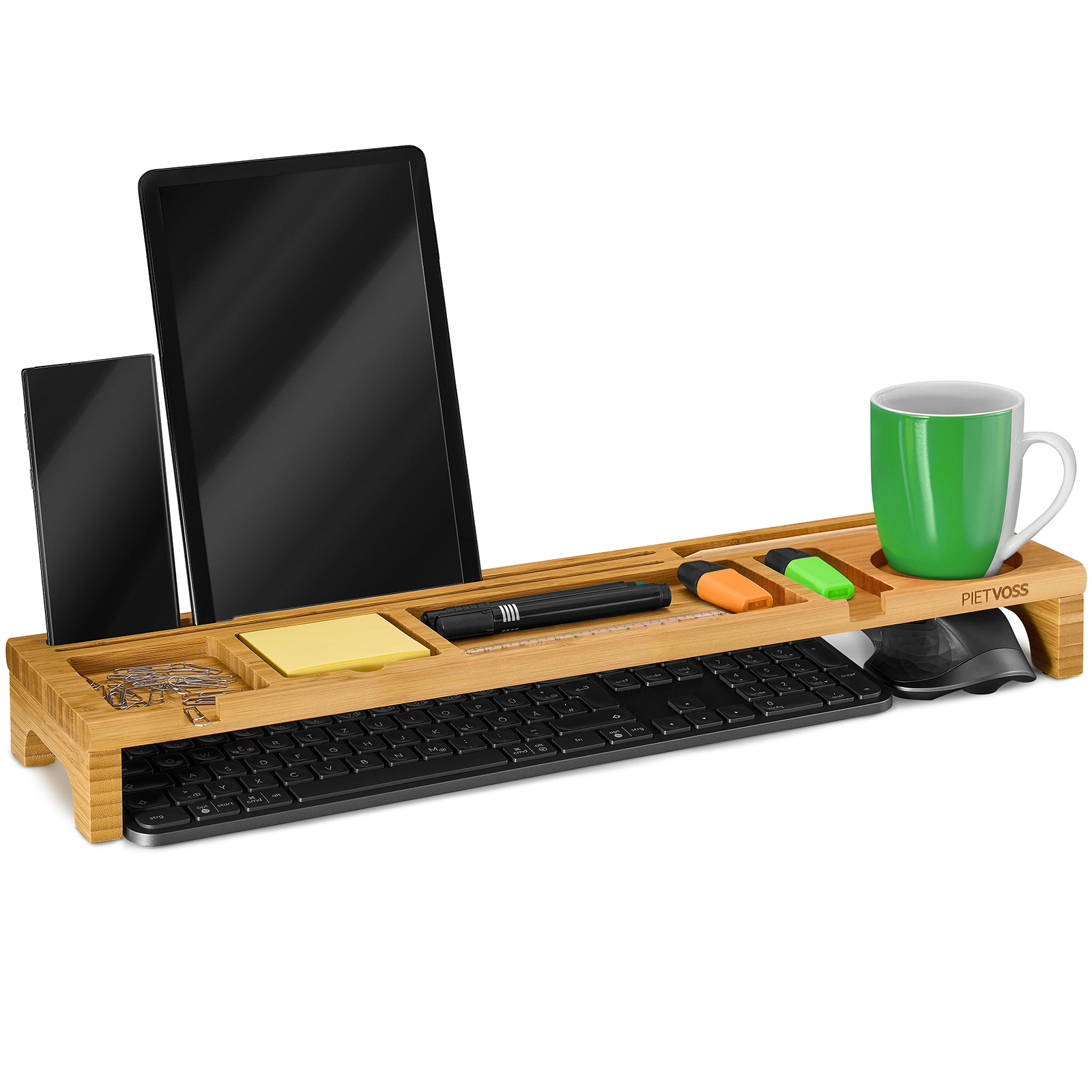 PIETVOSS Schreibtisch-Organizer aus Bambus-Holz