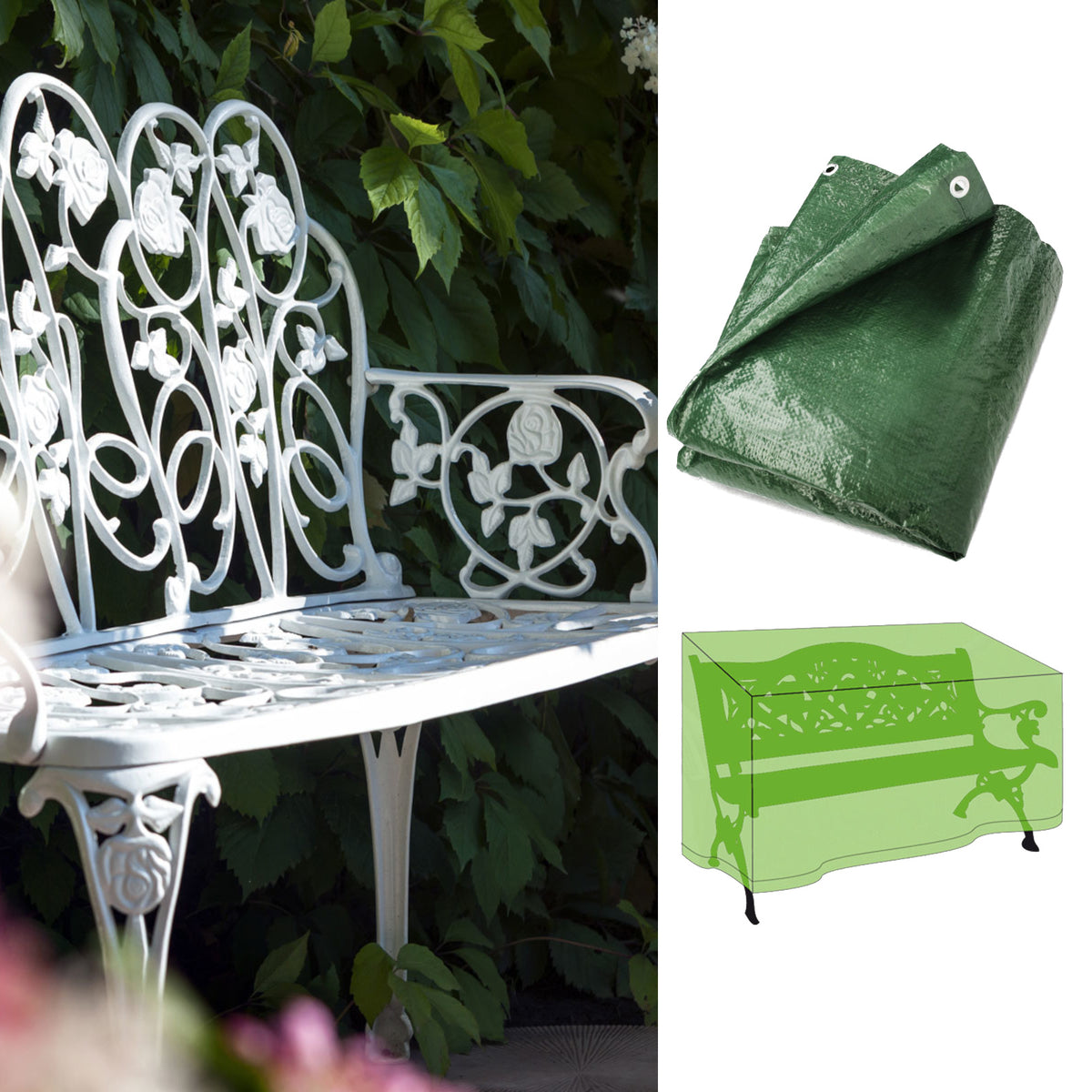 Schutzhülle Gartenbank | 160 x 75 x 78 cm | Grün