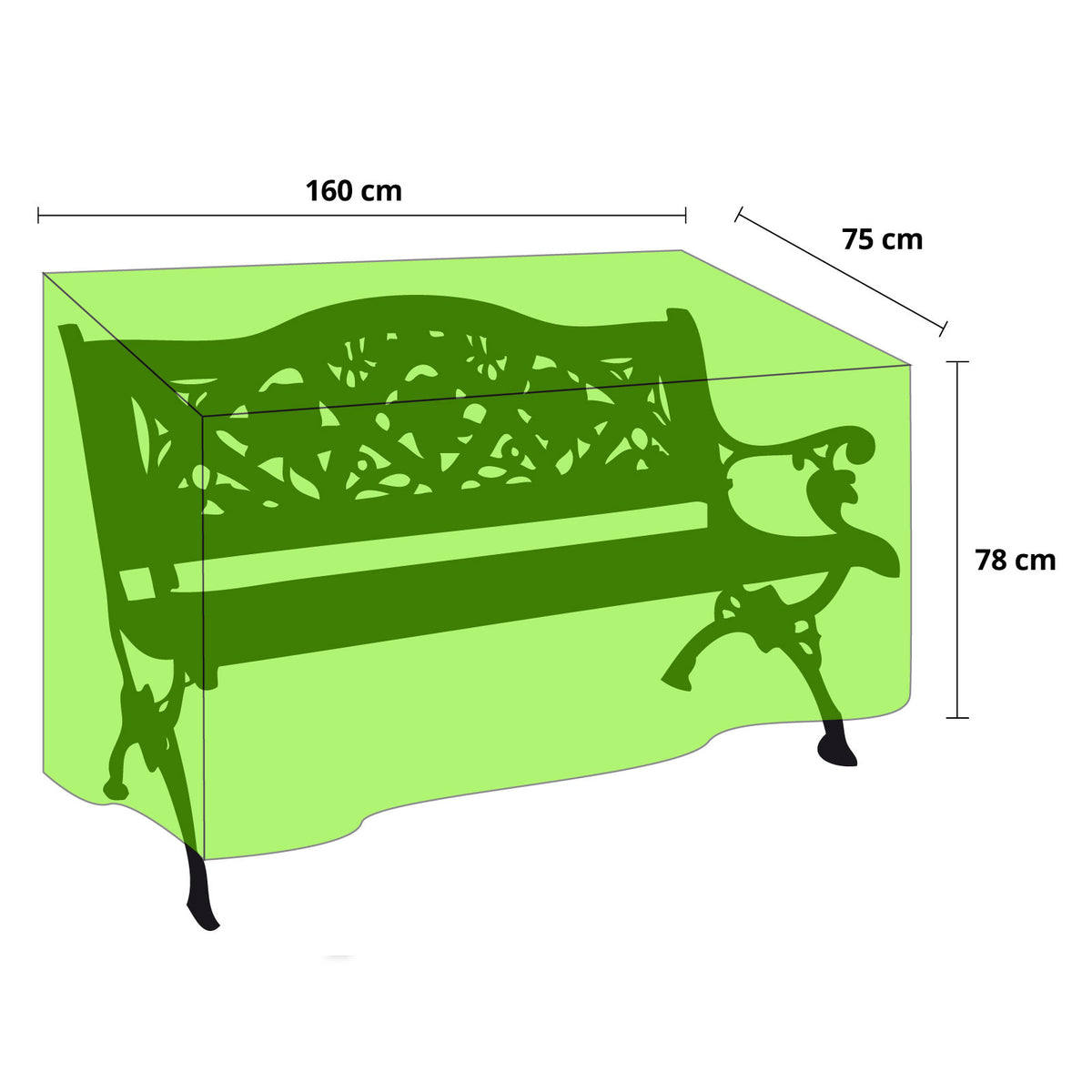 Schutzhülle Gartenbank | 160 x 75 x 78 cm | Grün
