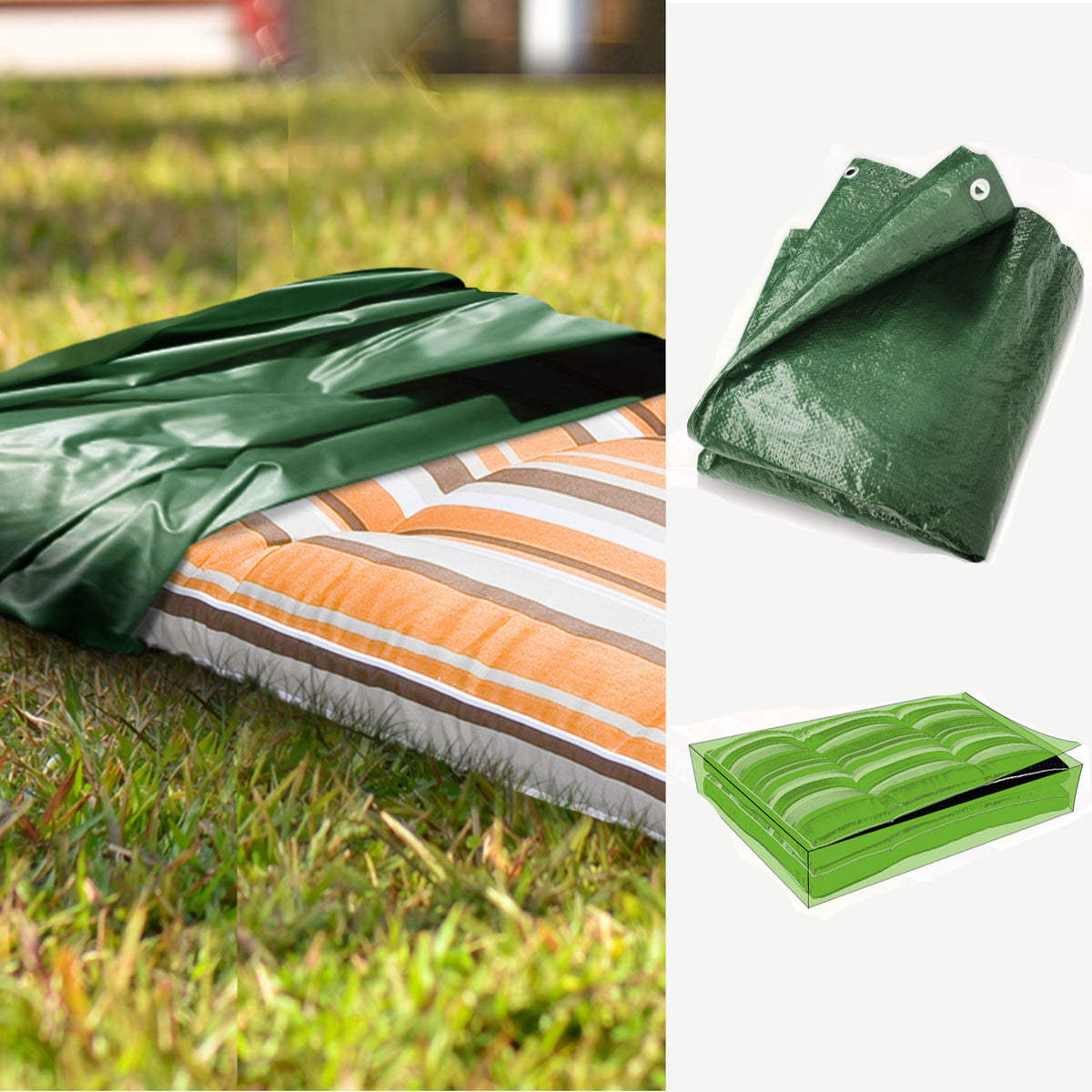 Schutzhülle Polsterauflagen | 125 x 50 x 32 cm | Grün