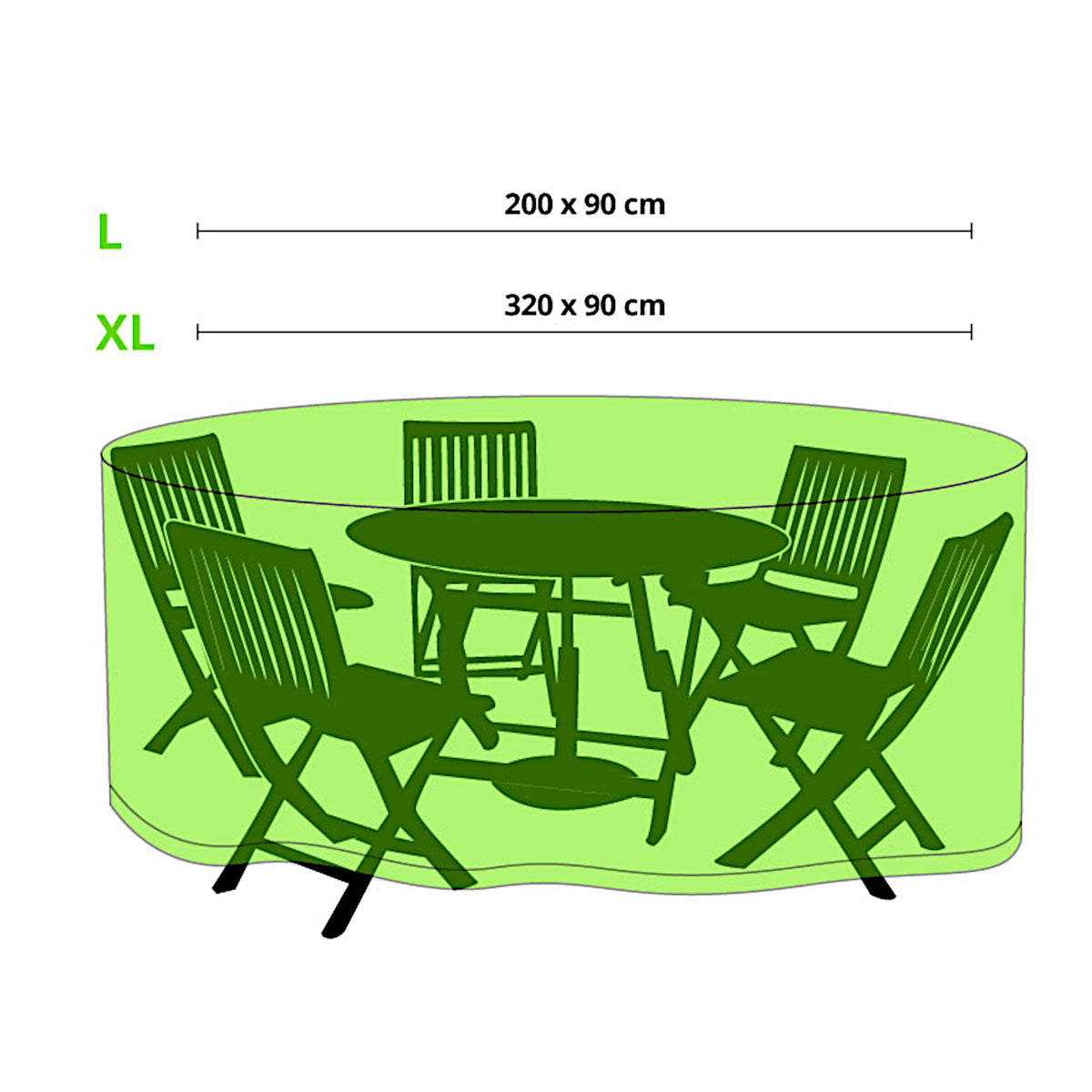 Schutzhülle Sitzgruppe | Rund | Grün | 2 Größen