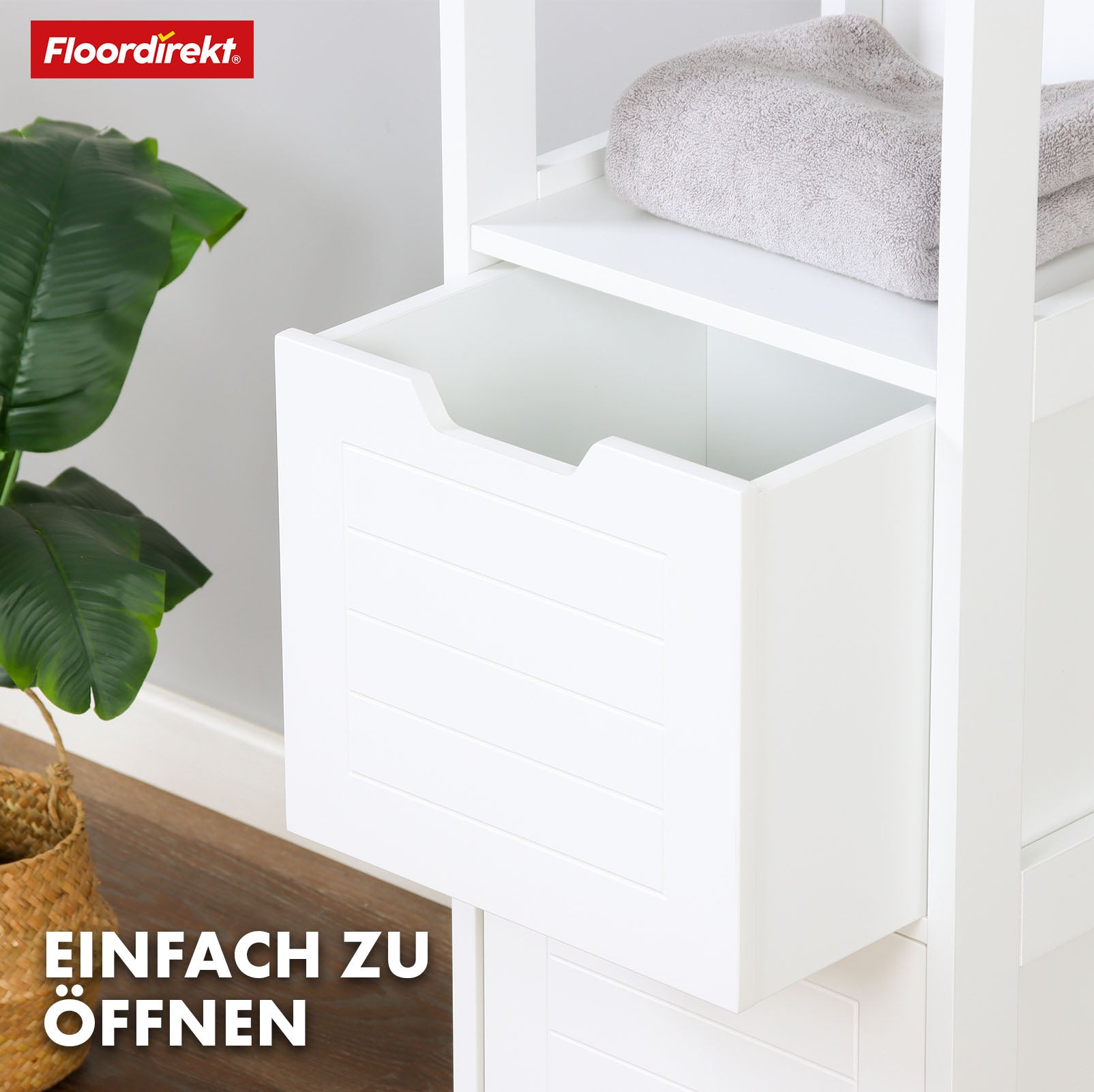 Badezimmerschrank | Idaho | Weißer Schrank mit 5 Fächer | Kompaktes Design für optimalen Stauraum