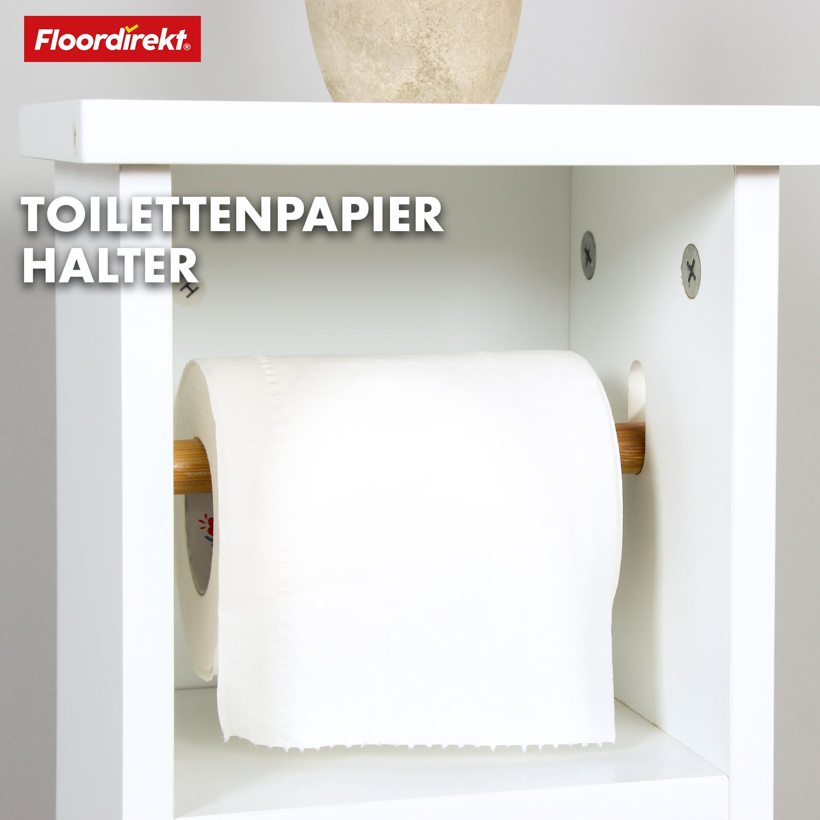 Badezimmerschrank | Wisconsin | Toilettenschrank mit praktischer Klopapierhalterung für kleine Räume