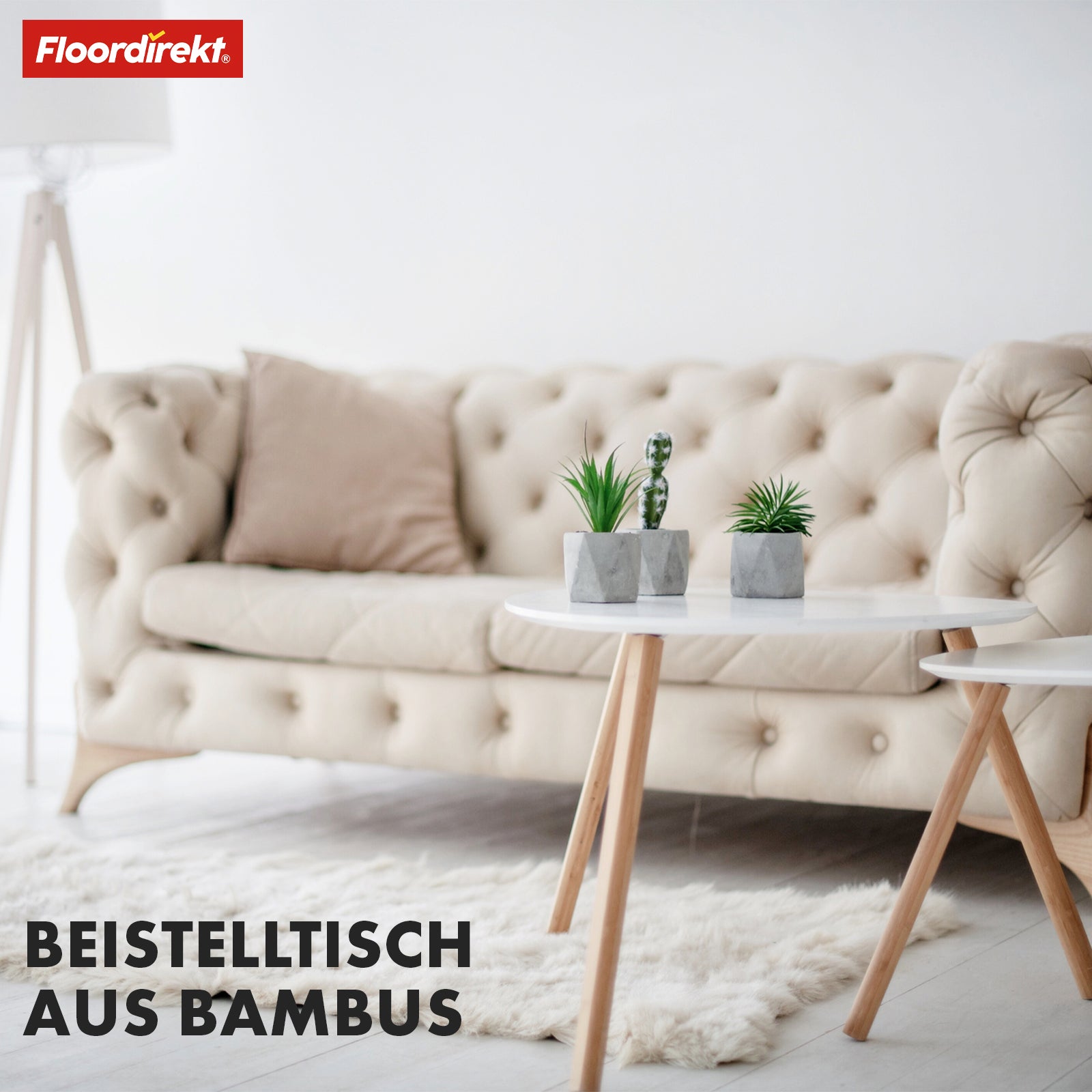 Couchtisch-Set | Oregon | Bambus-Beistelltisch 2er Set