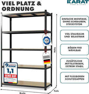 Schwerlastregal | Schwarz | Traglast bis 1250 kg | Individuell einsetzbar