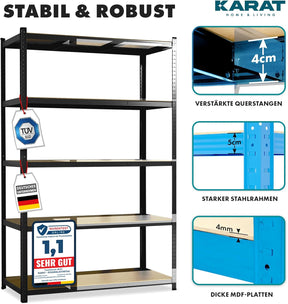 Schwerlastregal | Schwarz | Traglast bis 1250 kg | Individuell einsetzbar