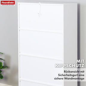 T6_Weiß, 65,5 x 30 x 129,5 cm, 8 Fächer