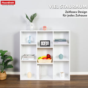 T3_Weiß, 97,7 x 30 x 97,7 cm, 9 Fächer