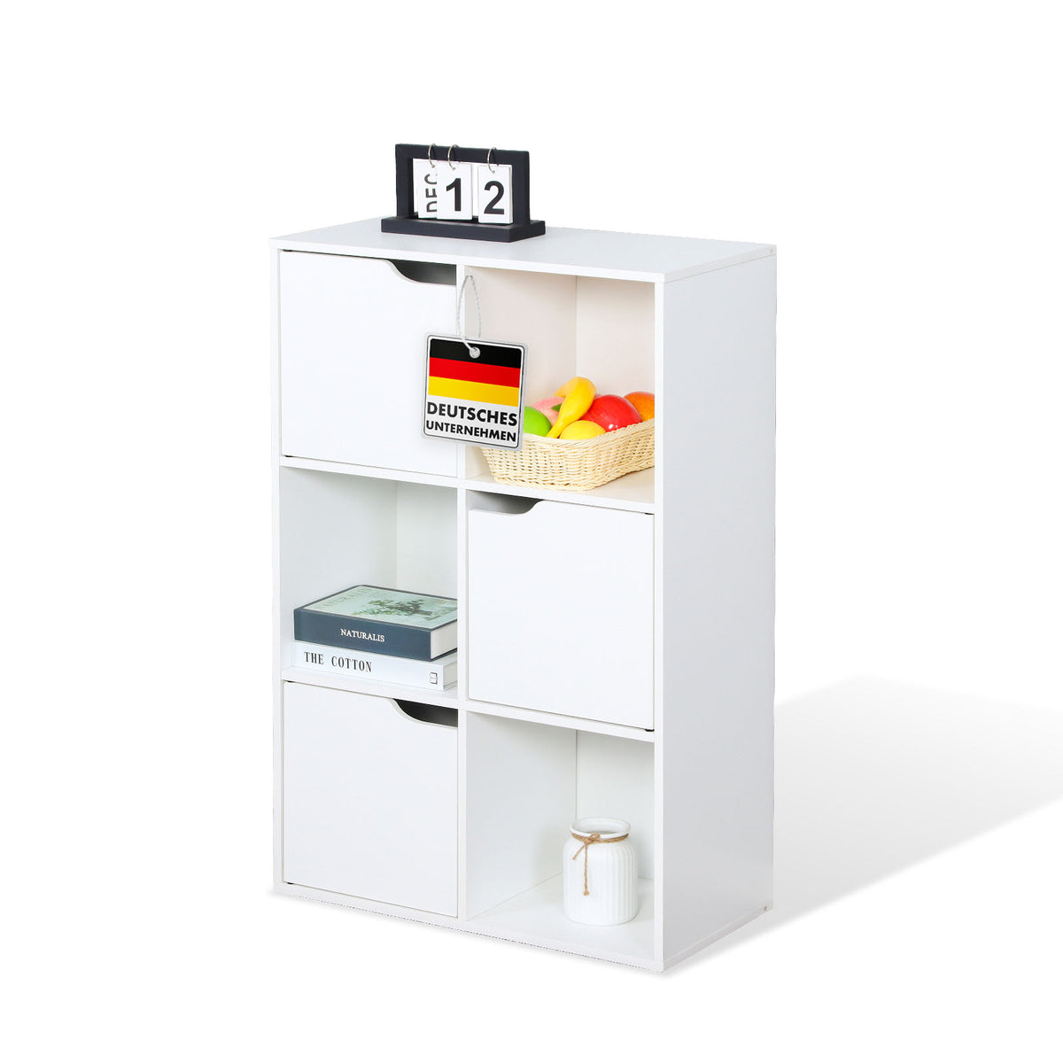 F1_Weiß, 59,6 x 29 x 91 cm, 6 Fächer