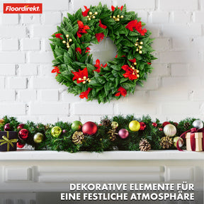 Weihnachtskranz | Photinia | Dekorativer Kranz aus Photinia Blättern und festlichen Elementen für Ihre Weihnachtsdekoration