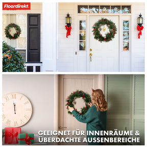 Weihnachtskranz | Pinecone | Mit Tannenzapfen, Beeren und festlichen grünen Akzenten | Dekorativer Kranz für Tür und Wand