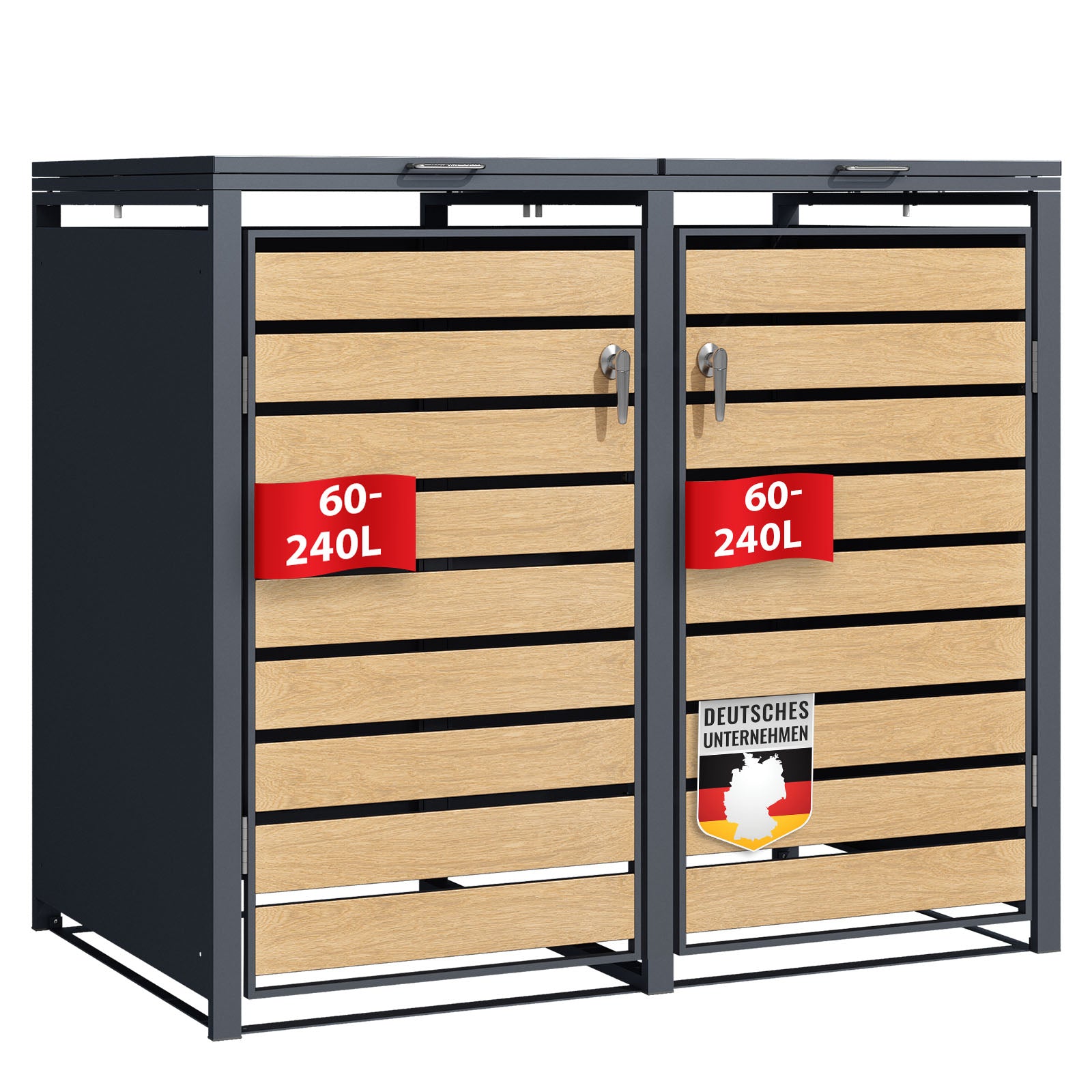 F1_Anthrazit mit Holzdekor, für 2 Tonnen