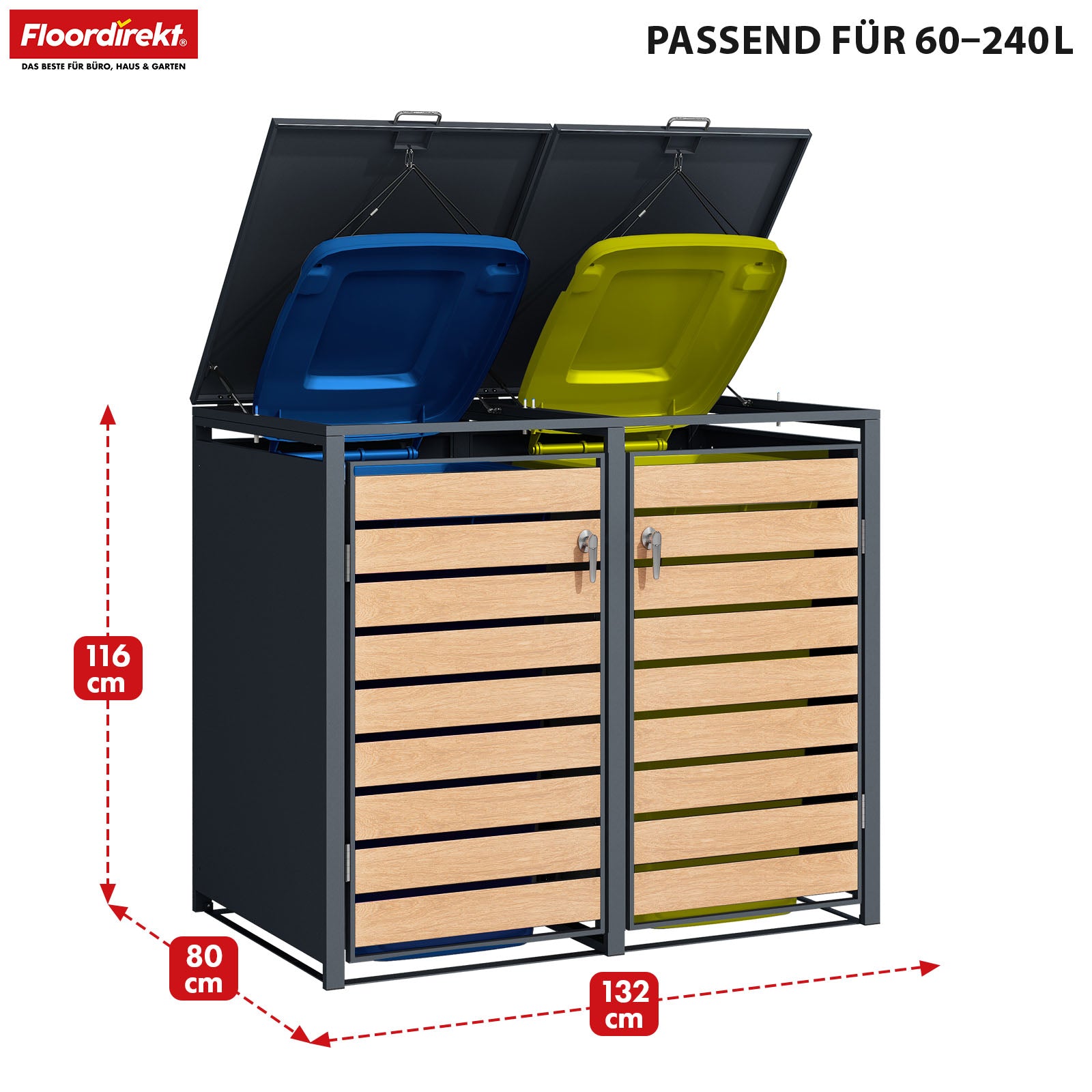 T1_Anthrazit mit Holzdekor, für 2 Tonnen