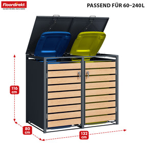 T1_Anthrazit mit Holzdekor, für 2 Tonnen