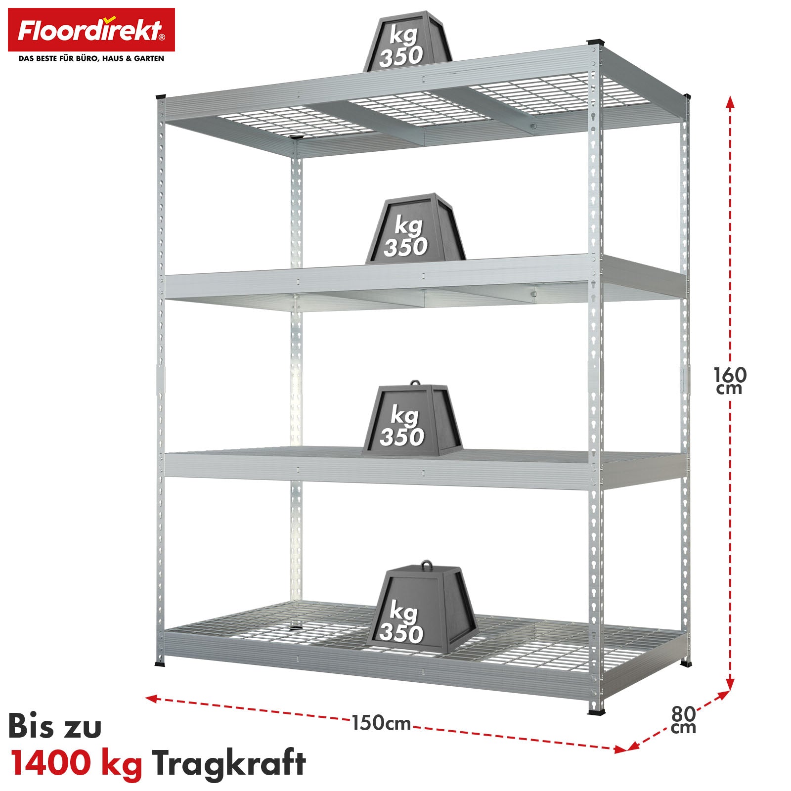 T1_Verzinkt - 160 x 150 x 80 cm - 4 Etagen