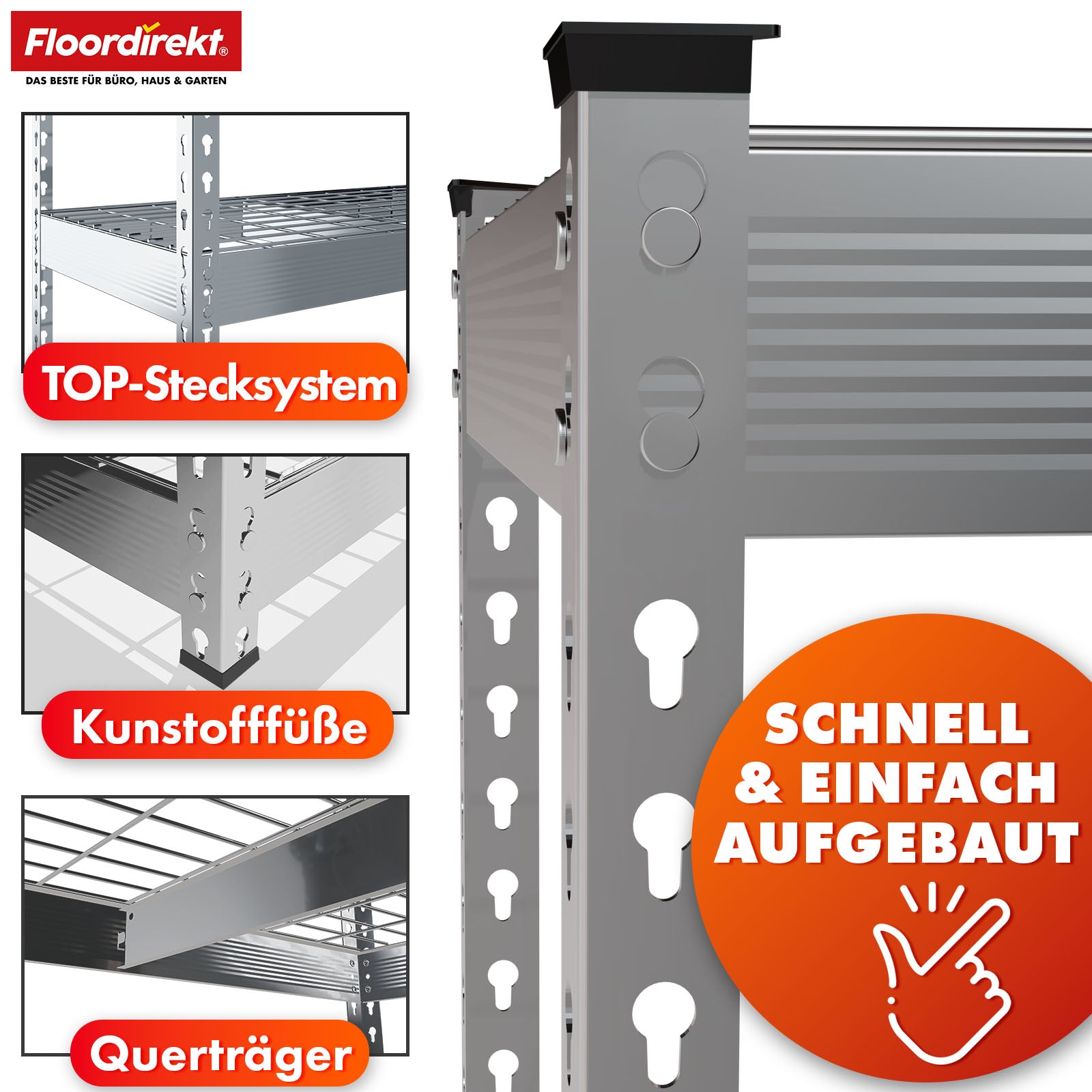 T3_Verzinkt - 160 x 150 x 80 cm - 4 Etagen