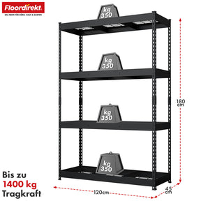 T1_Schwarz - 180 x 120 x 45 cm - 4 Etagen
