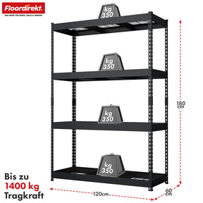 T1_Schwarz - 180 x 120 x 60 cm - 4 Etagen