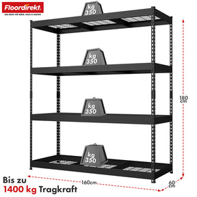 T1_Schwarz - 180 x 160 x 60 cm - 4 Etagen