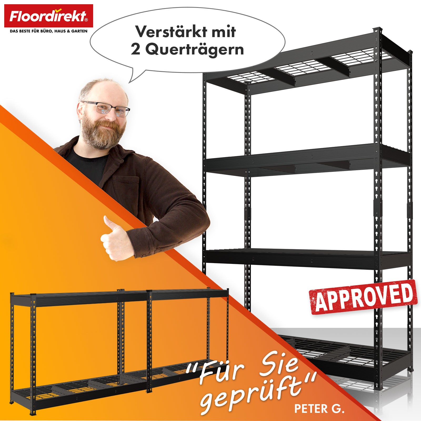 T6_Schwarz - 180 x 160 x 60 cm - 4 Etagen