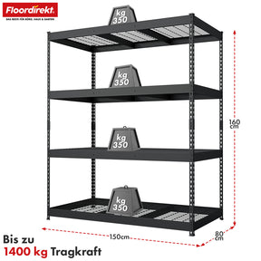 T1_Schwarz - 160 x 150 x 80 cm - 4 Etagen