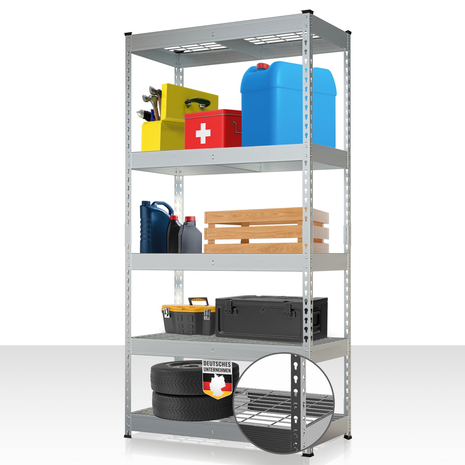 F1_Verzinkt - 180 x 90 x 45 cm - 5 Etagen