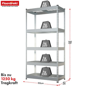 T1_Verzinkt - 180 x 90 x 45 cm - 5 Etagen