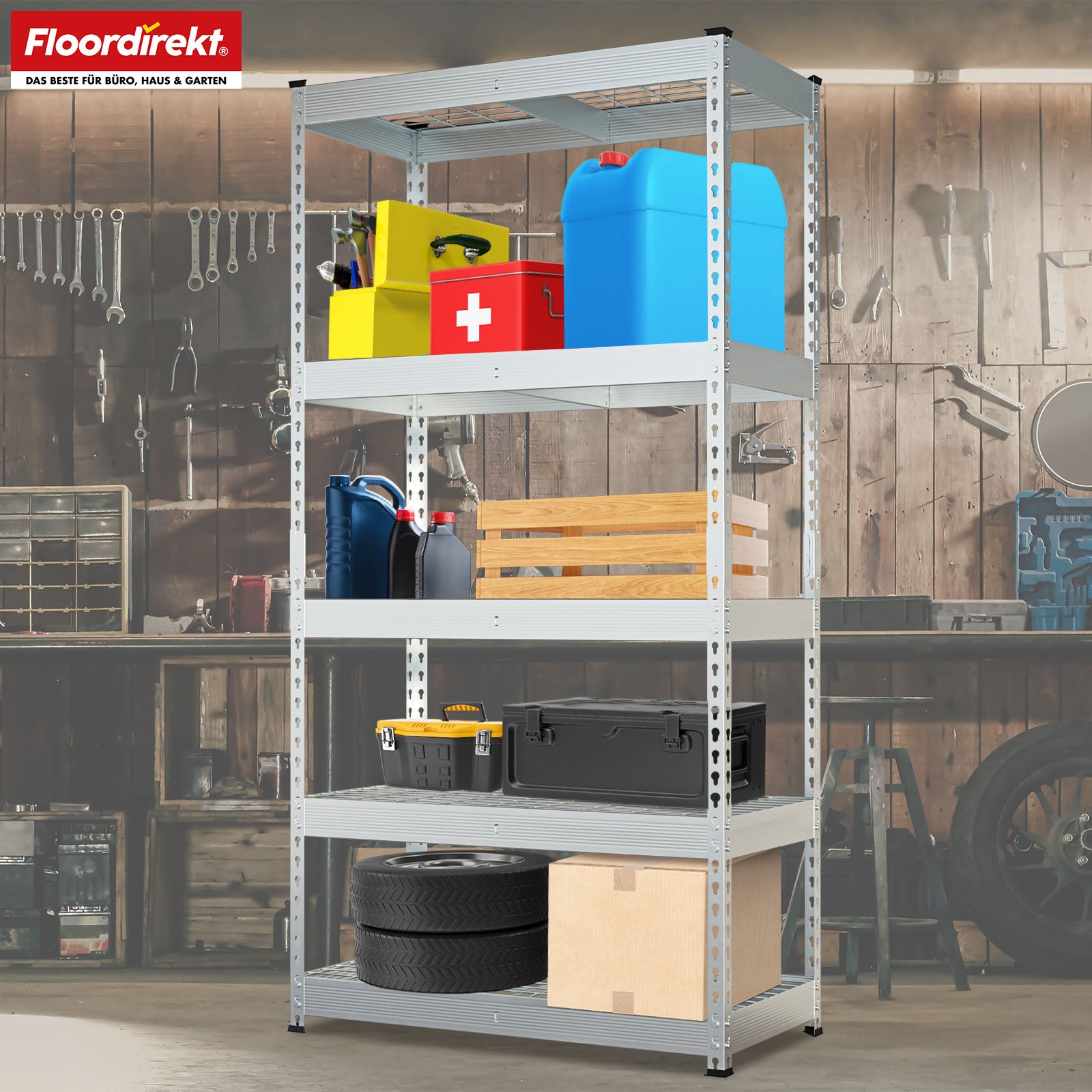 T2_Verzinkt - 180 x 90 x 45 cm - 5 Etagen