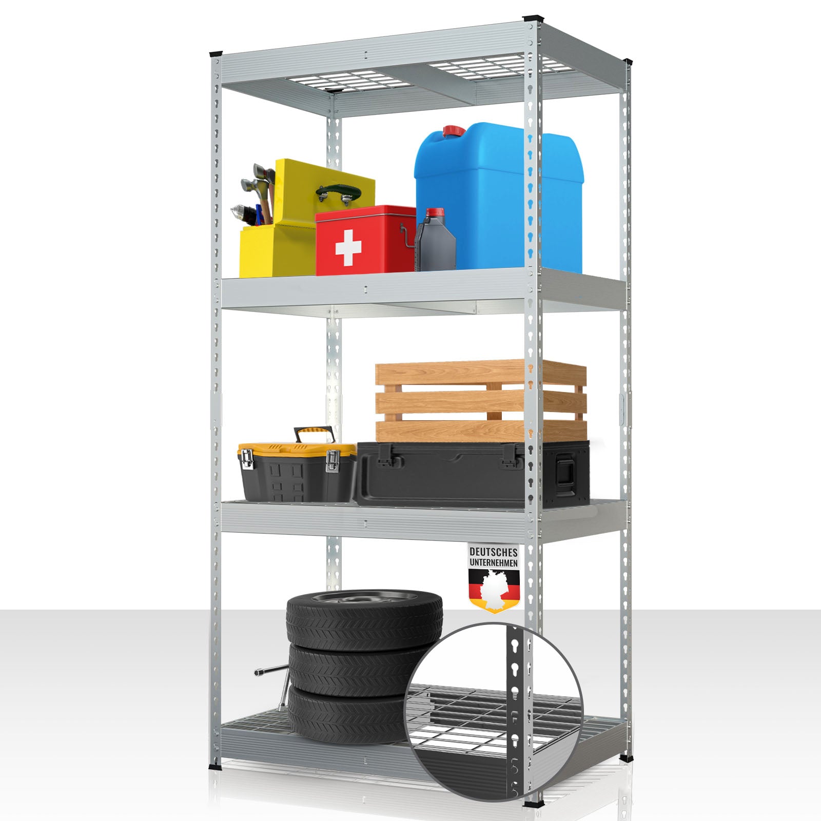 F1_Verzinkt - 180 x 90 x 60 cm - 4 Etagen