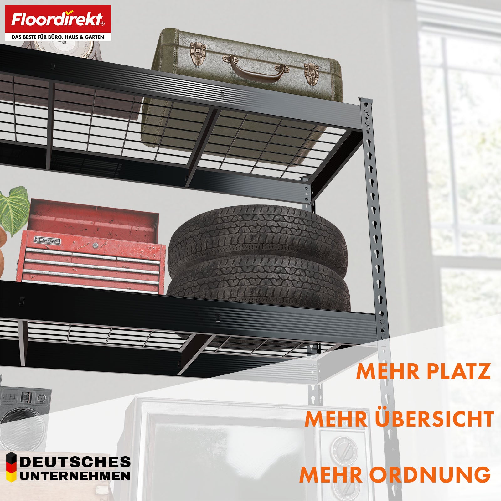 T5_Schwarz - 180 x 90 x 45 cm - 5 Etagen