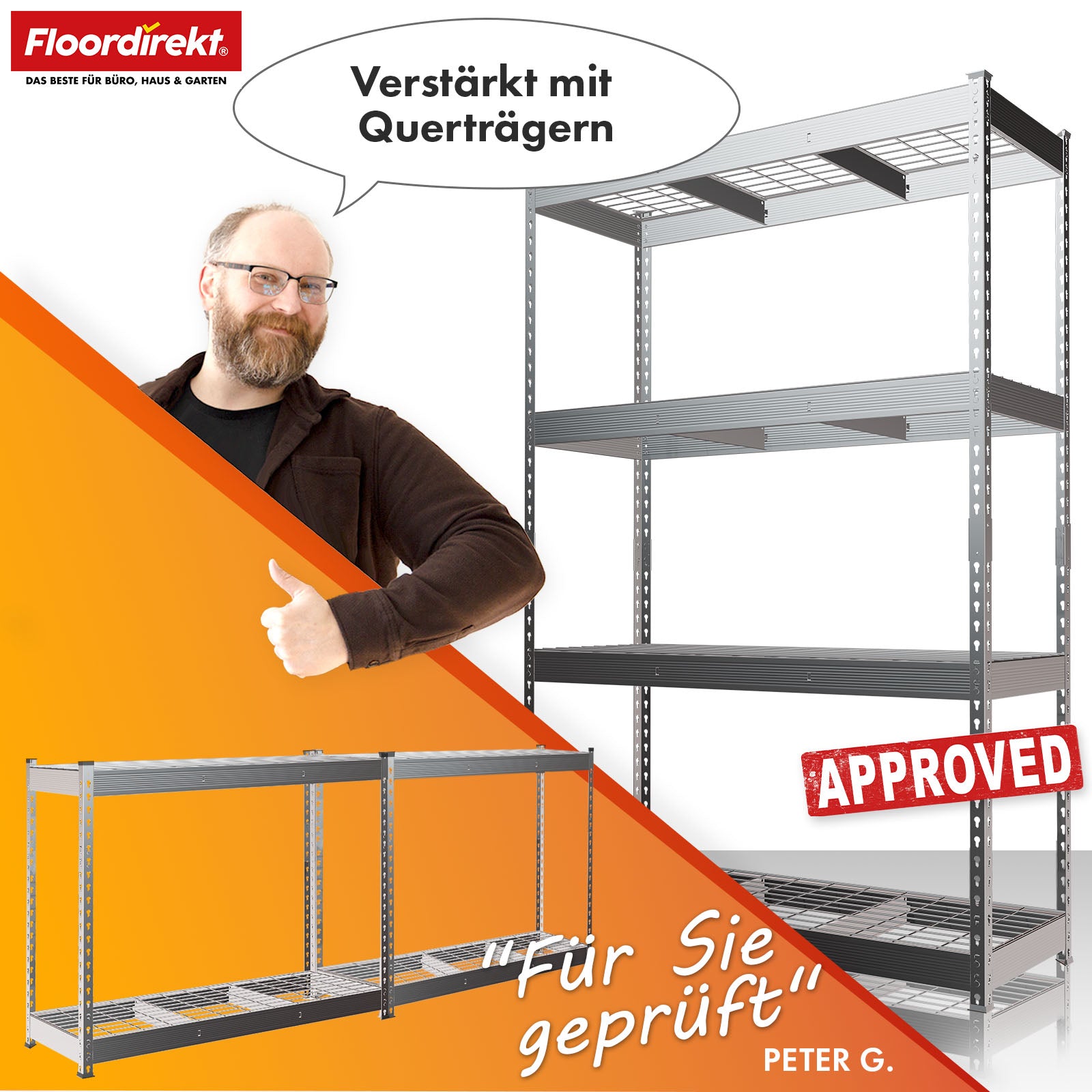 T6_Verzinkt - 180 x 90 x 60 cm - 4 Etagen