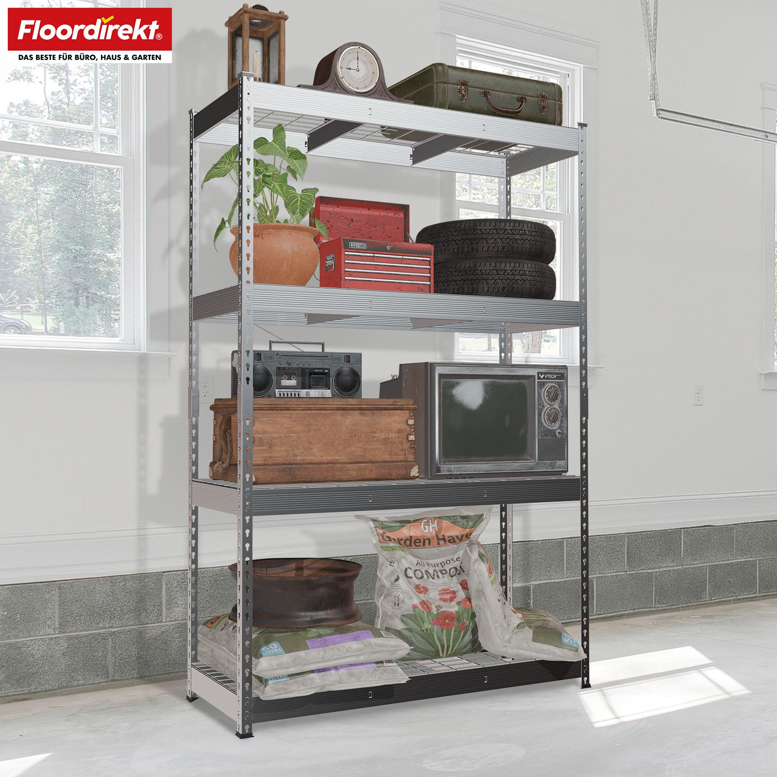 A1_Verzinkt - 180 x 120 x 45 cm - 4 Etagen