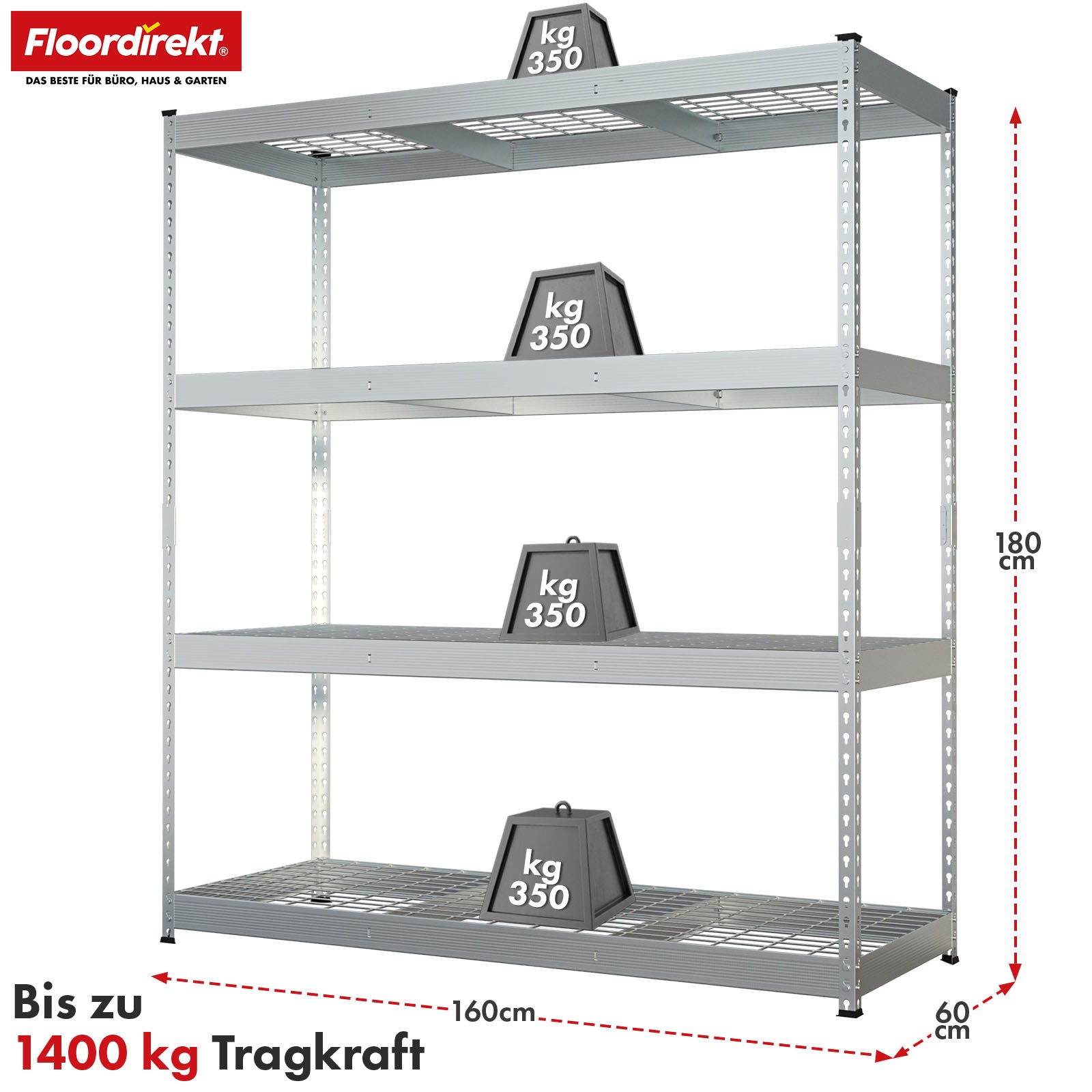 T1_Verzinkt - 180 x 160 x 60 cm - 4 Etagen
