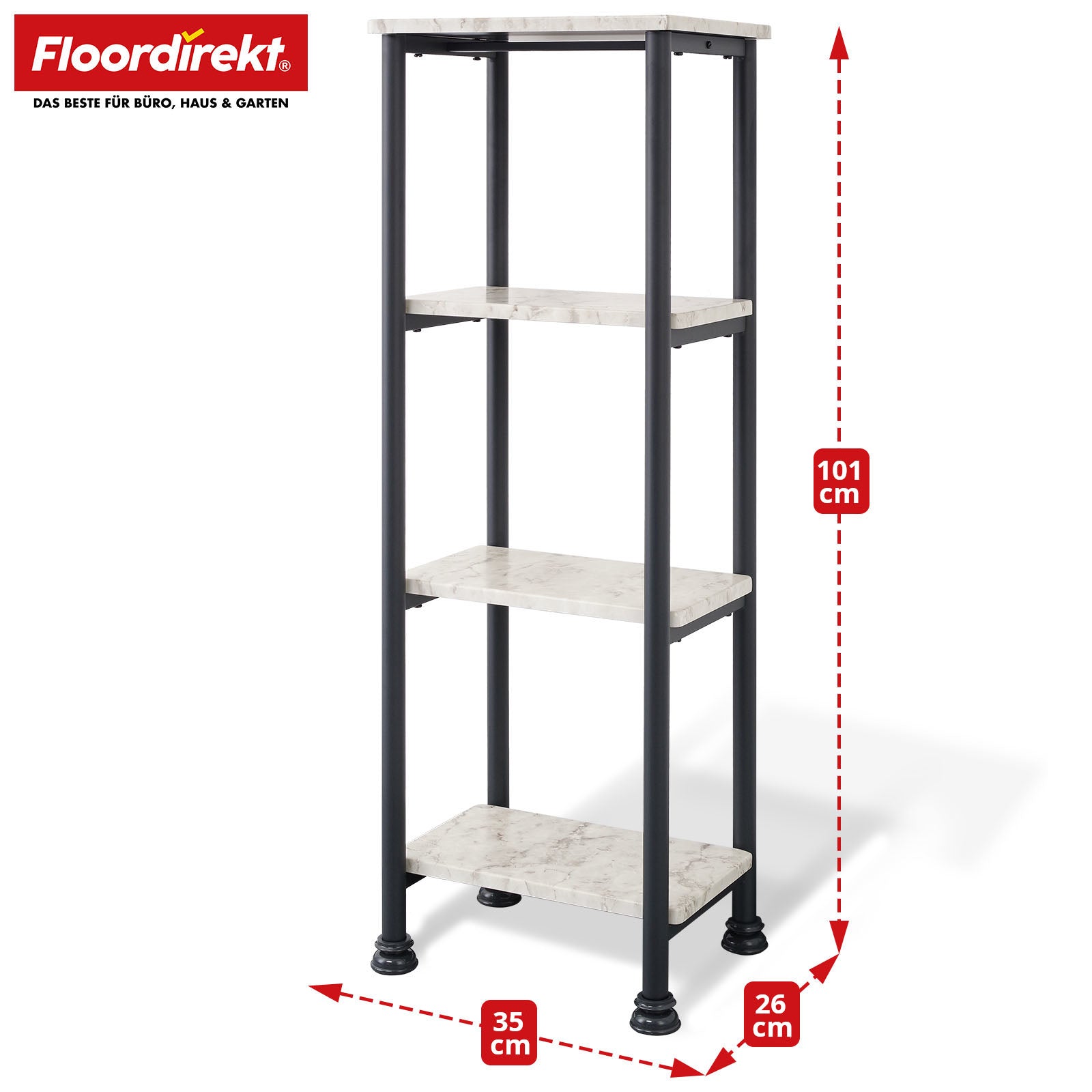 T1_Marmoroptik - 35 x 26 x 101 cm - 4 Etagen