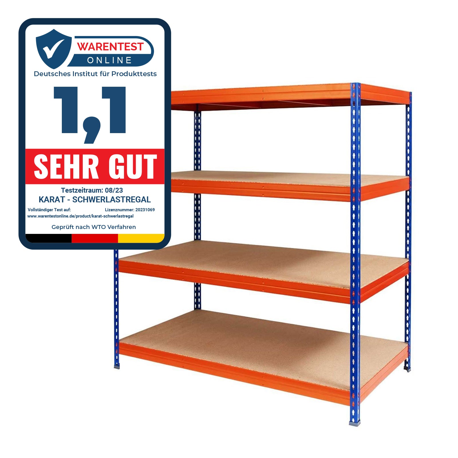 Weitspannregal | Blau-Orange | Regal für Keller & Werkstatt | Traglast bis 1600 kg