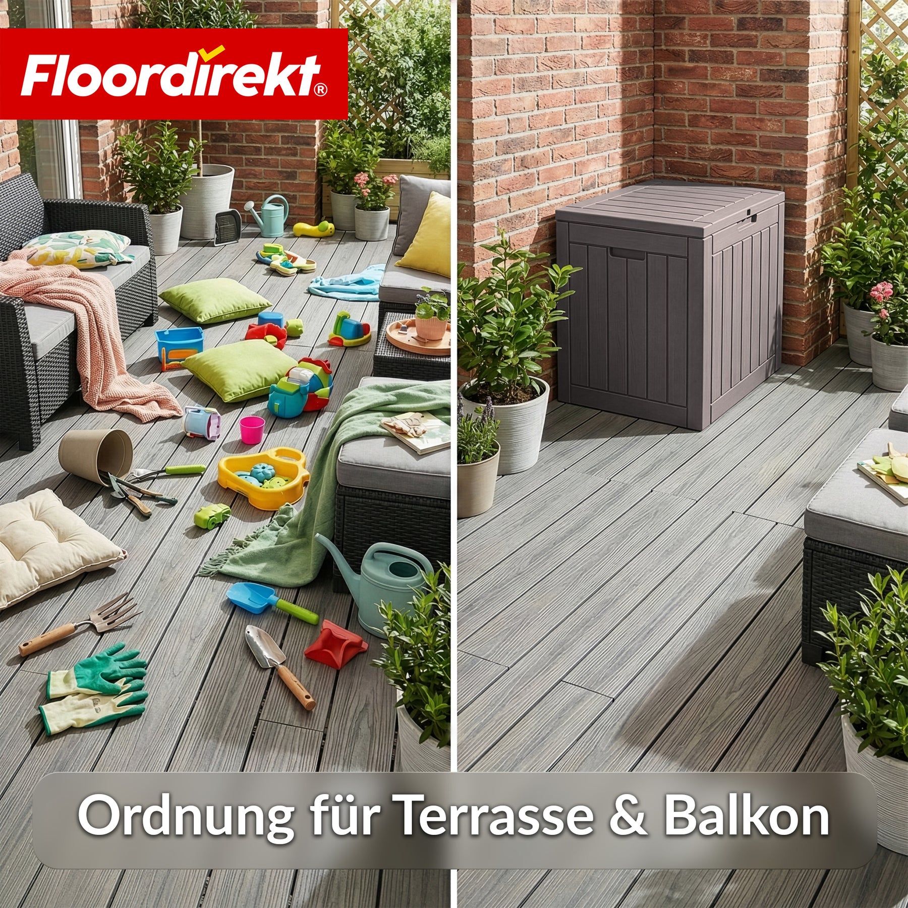 Gartenbox Grau 117x45x56cm – Aufbewahrungsbox Aus PP, 280L, Wetterfest, Für Polster, Kissen & Werkzeug