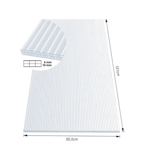 Doppelstegplatte | 60,5 x 121 cm | Polycarbonat | Für Gewächshaus & Überdachung