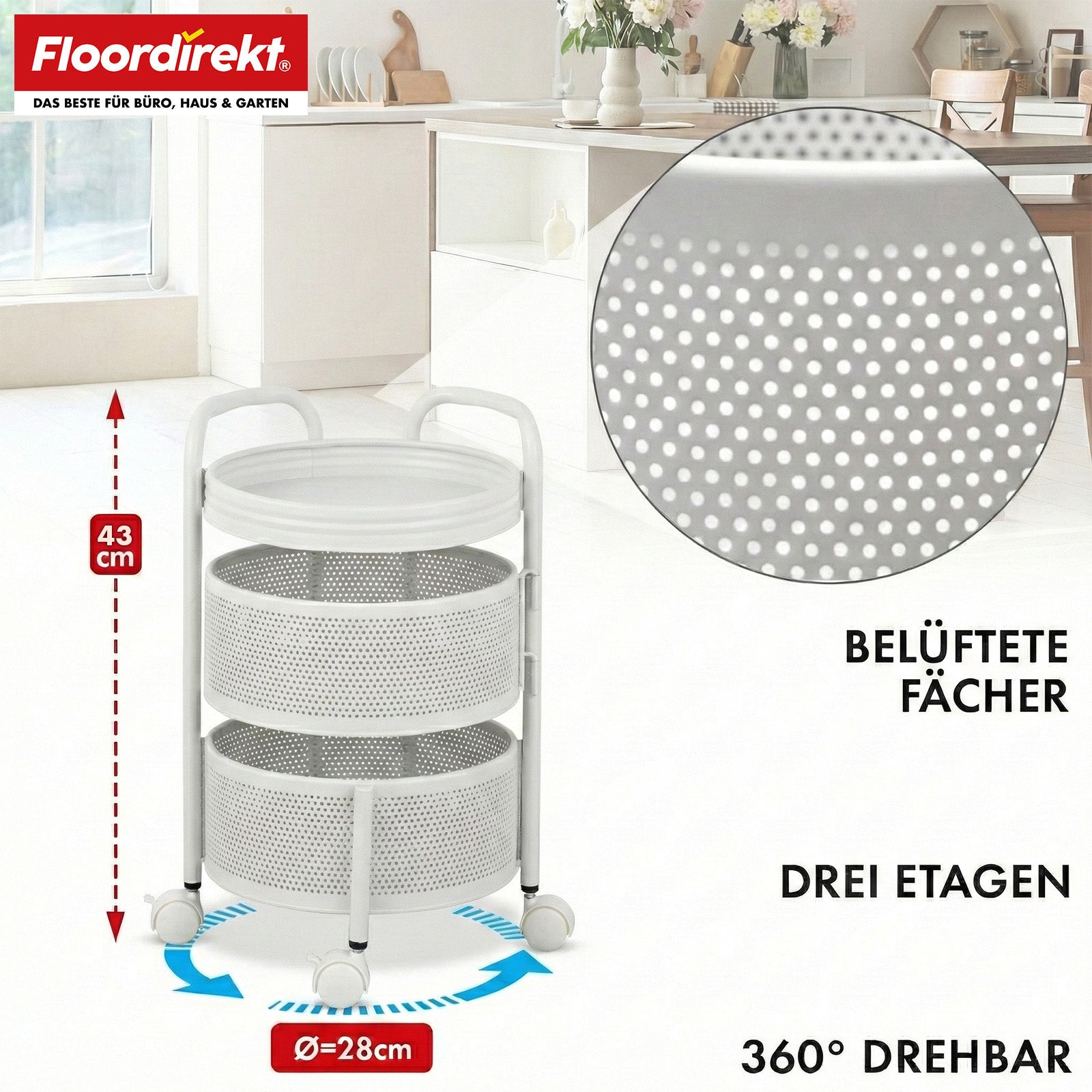 T1_Weiß - 28 x 28 x 43 cm (3 Etagen)