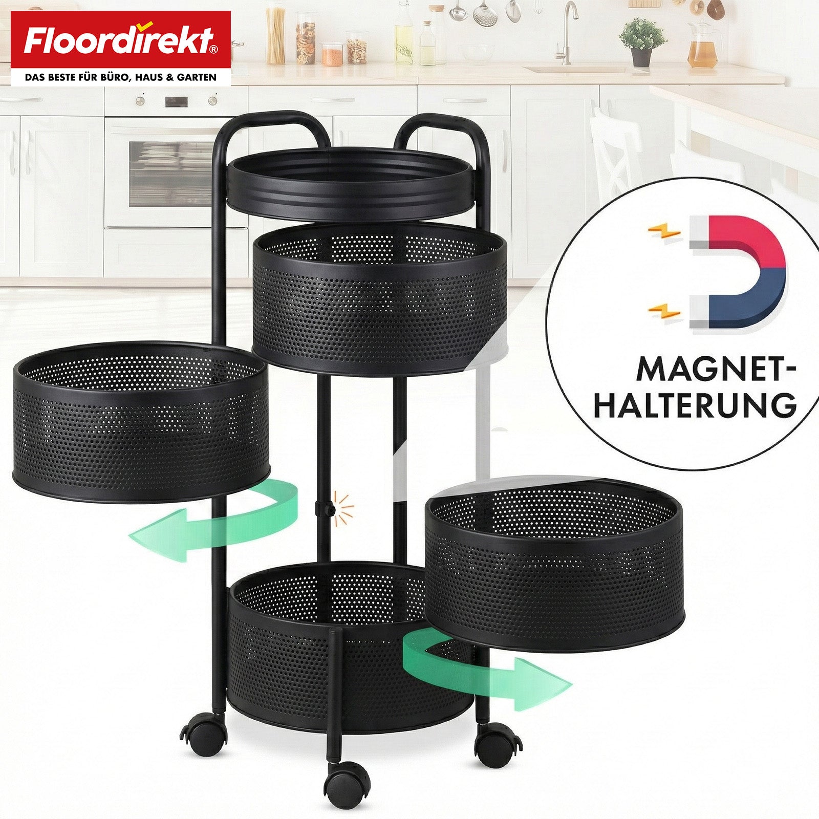 T4_Schwarz - 28 x 28 x 72 cm (5 Etagen)