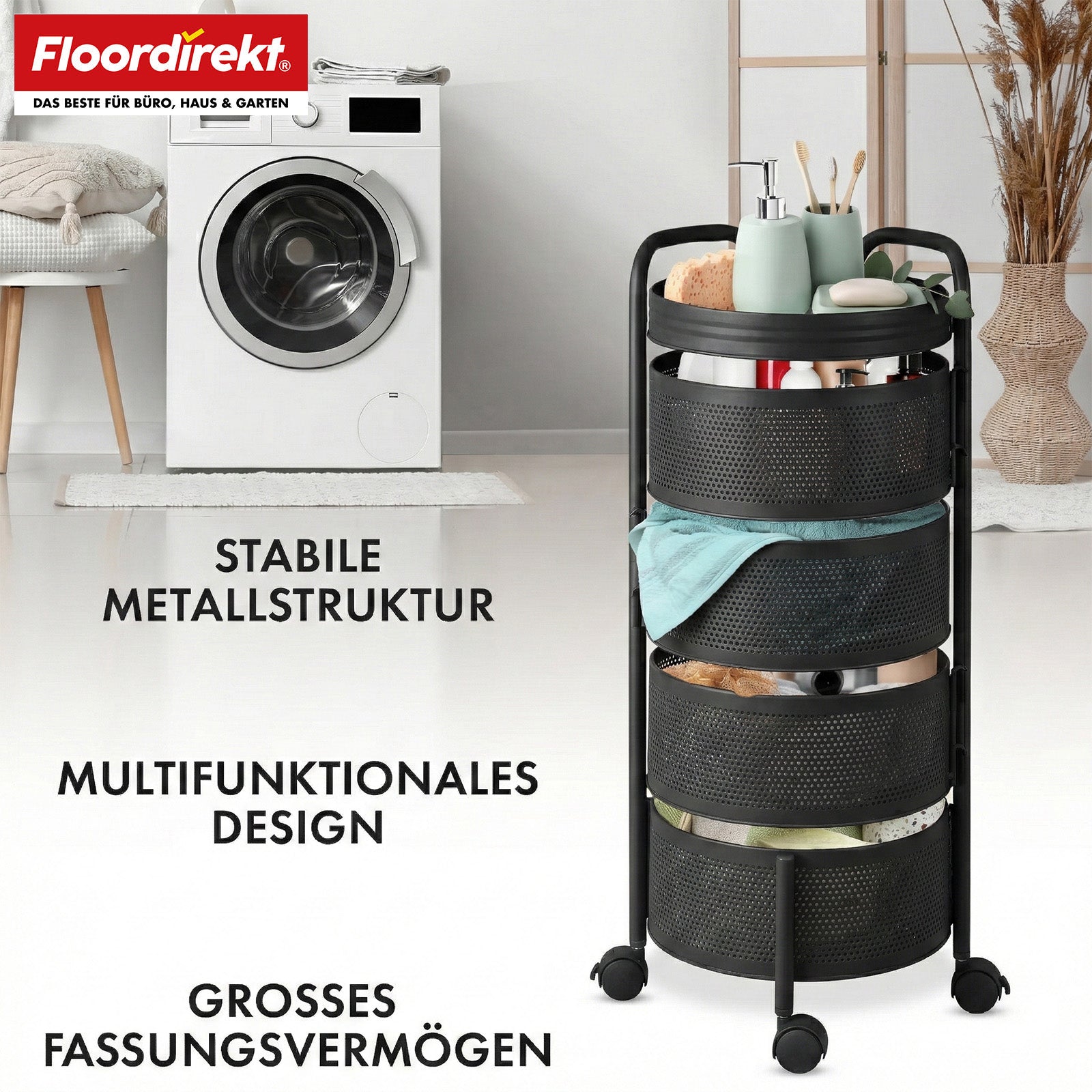 T5_Schwarz - 28 x 28 x 72 cm (5 Etagen)